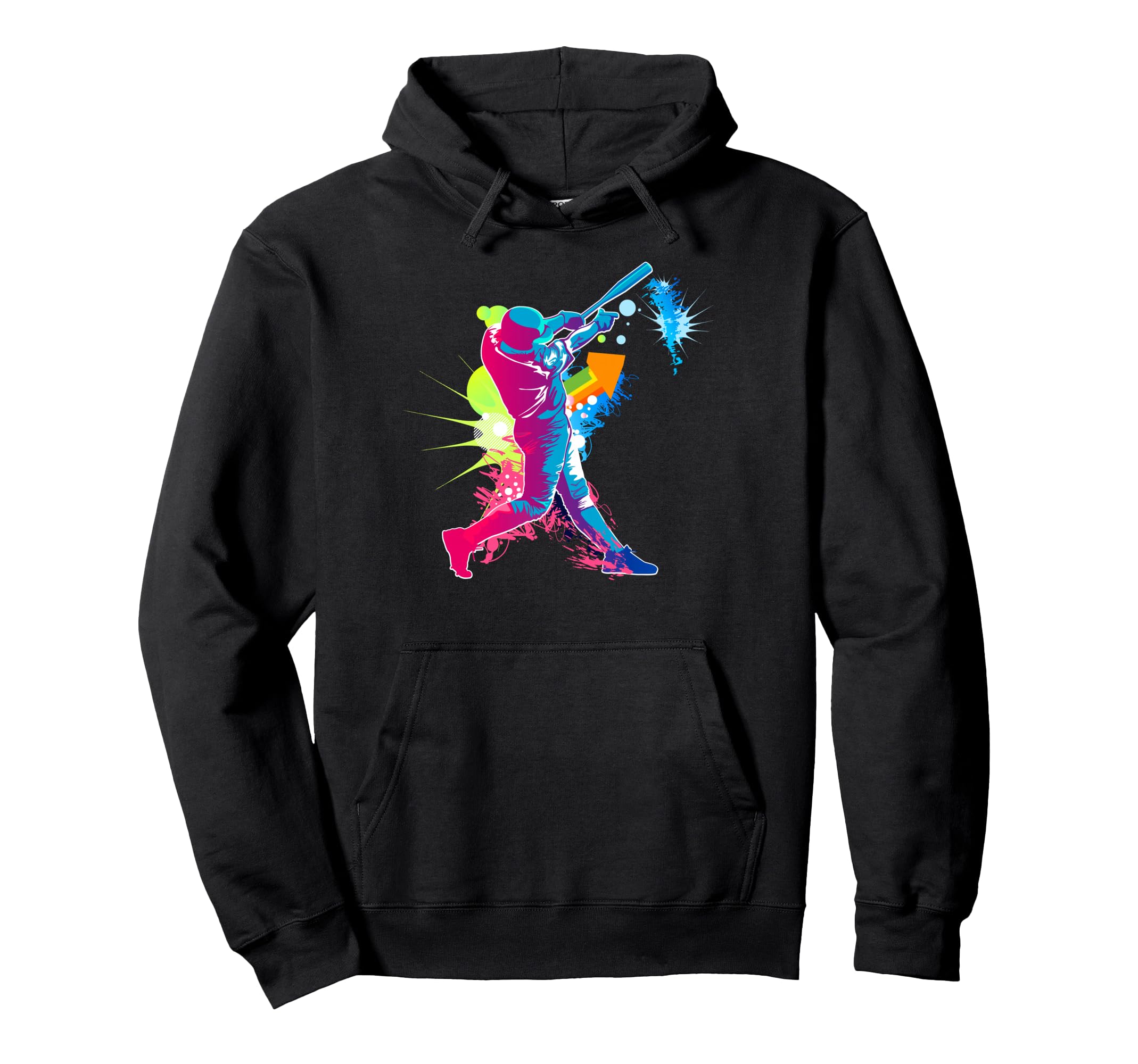 Paint Splash Baseball Player Coach Dad Hoodie - Fun Novelty Design Unisex - T-Shirt, Sweatshirt, Hoodie