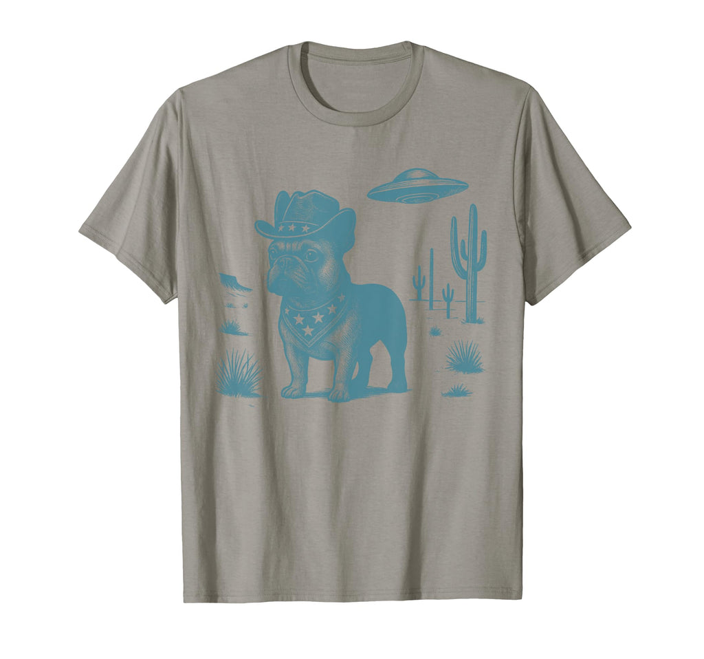 French Bulldog Cowboy Ufo Western T-Shirt - Fun Novelty Design Unisex - T-Shirt, Sweatshirt, Hoodie