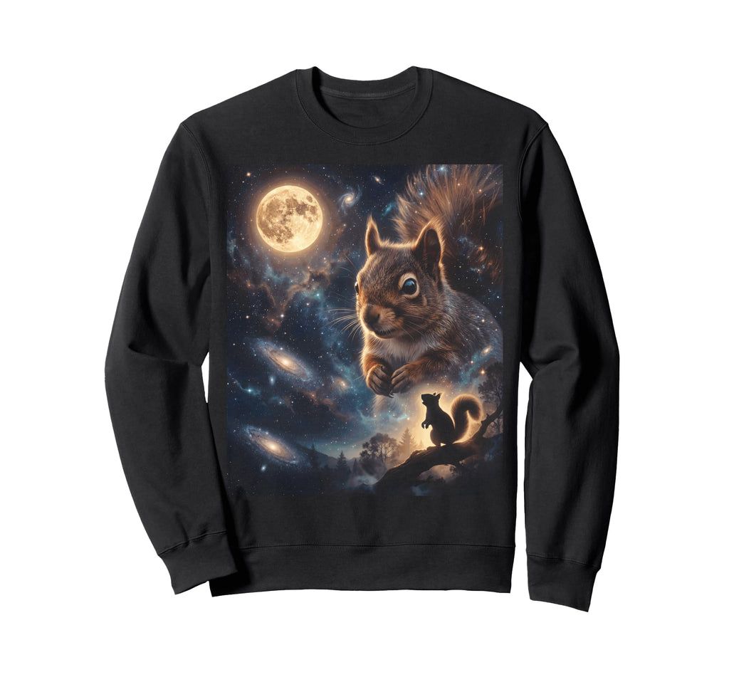 Howling Squirrel Full Moon Starry Sweatshirt - Novelty Apparel Unisex - T-Shirt, Sweatshirt, Hoodie
