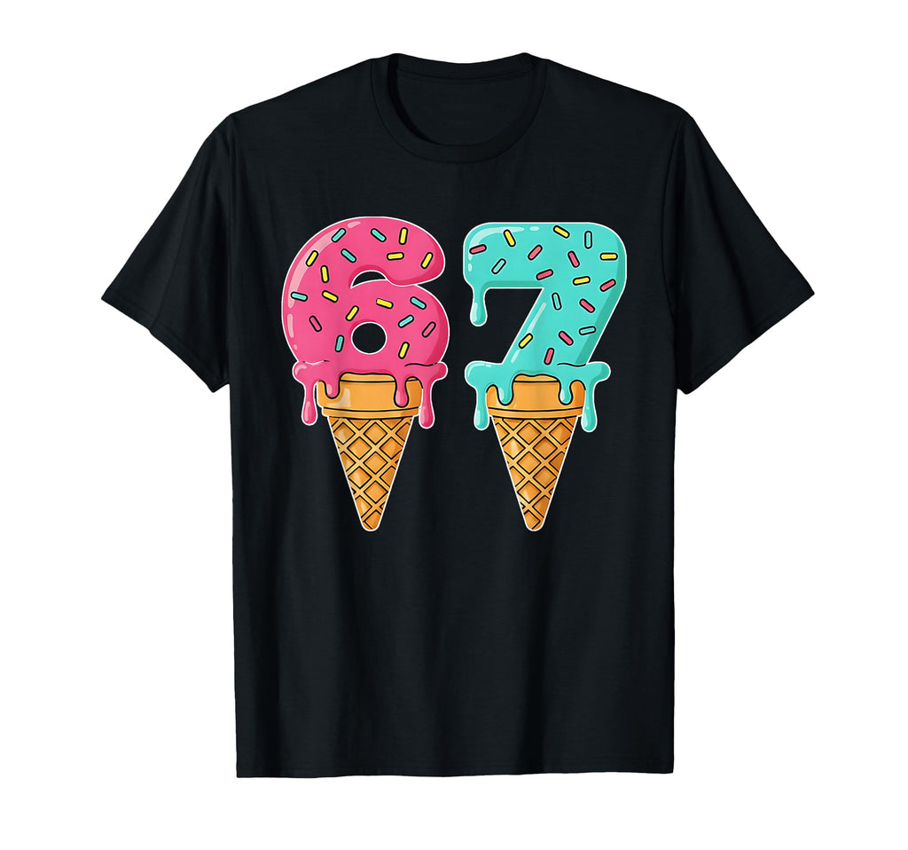 Baseball Drip Ice Cream 67 Baseball T-Shirt - Minimalist Print Men Women - T-Shirt, Sweatshirt, Hoodie
