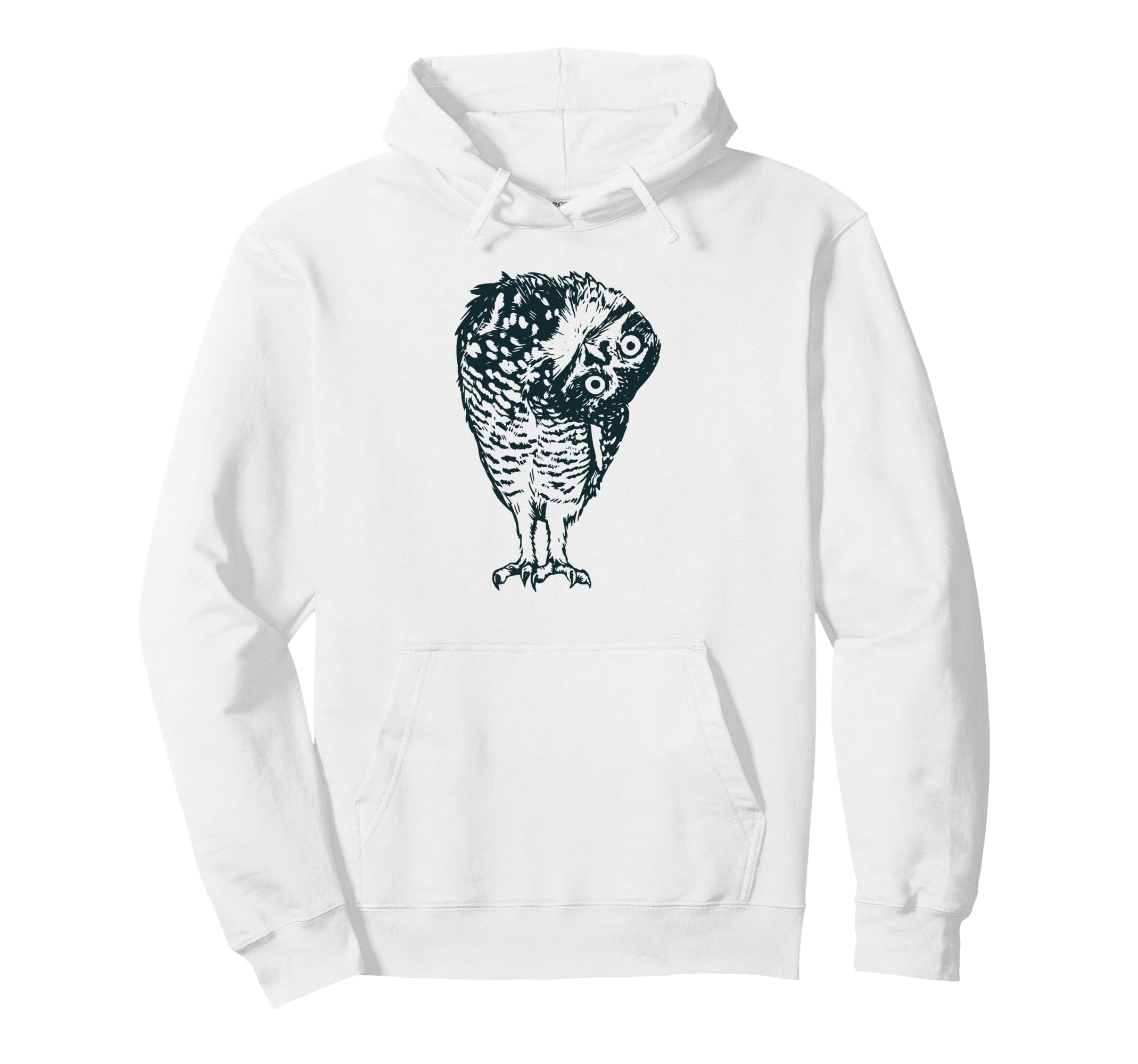 Boho Folk Art Owl Curious Tilted Head Hoodie - Unique Graphic for Adults - T-Shirt, Sweatshirt, Hoodie