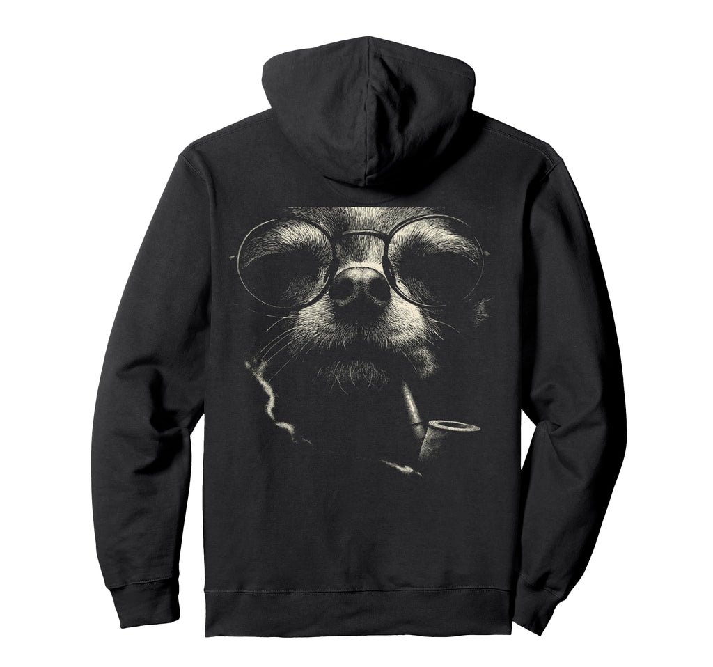 Fun Chihuahua Smoking Pipe Glasses Hoodie - Aesthetic Graphic Unisex - T-Shirt, Sweatshirt, Hoodie