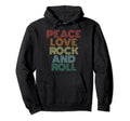 Peace Love Rock And Roll Distressed Rock Hoodie - Aesthetic Graphic Unisex - T-Shirt, Sweatshirt, Hoodie