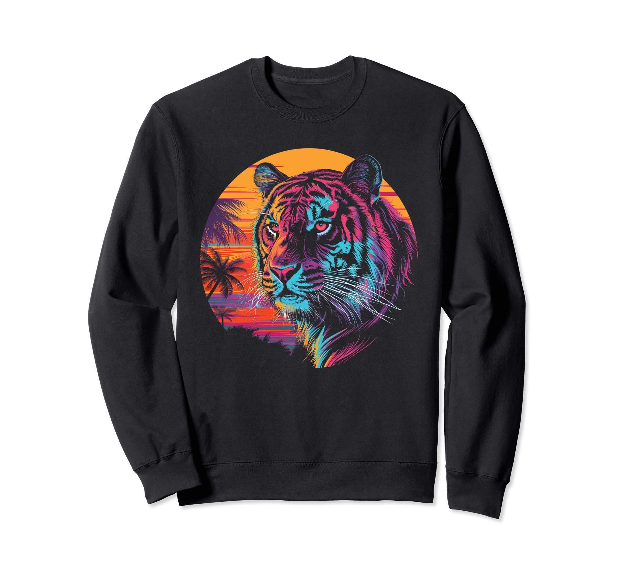 Tiger Vaporwave Aesthetic Synthwave Sweatshirt - Trendy Graphic for Adults - T-Shirt, Sweatshirt, Hoodie