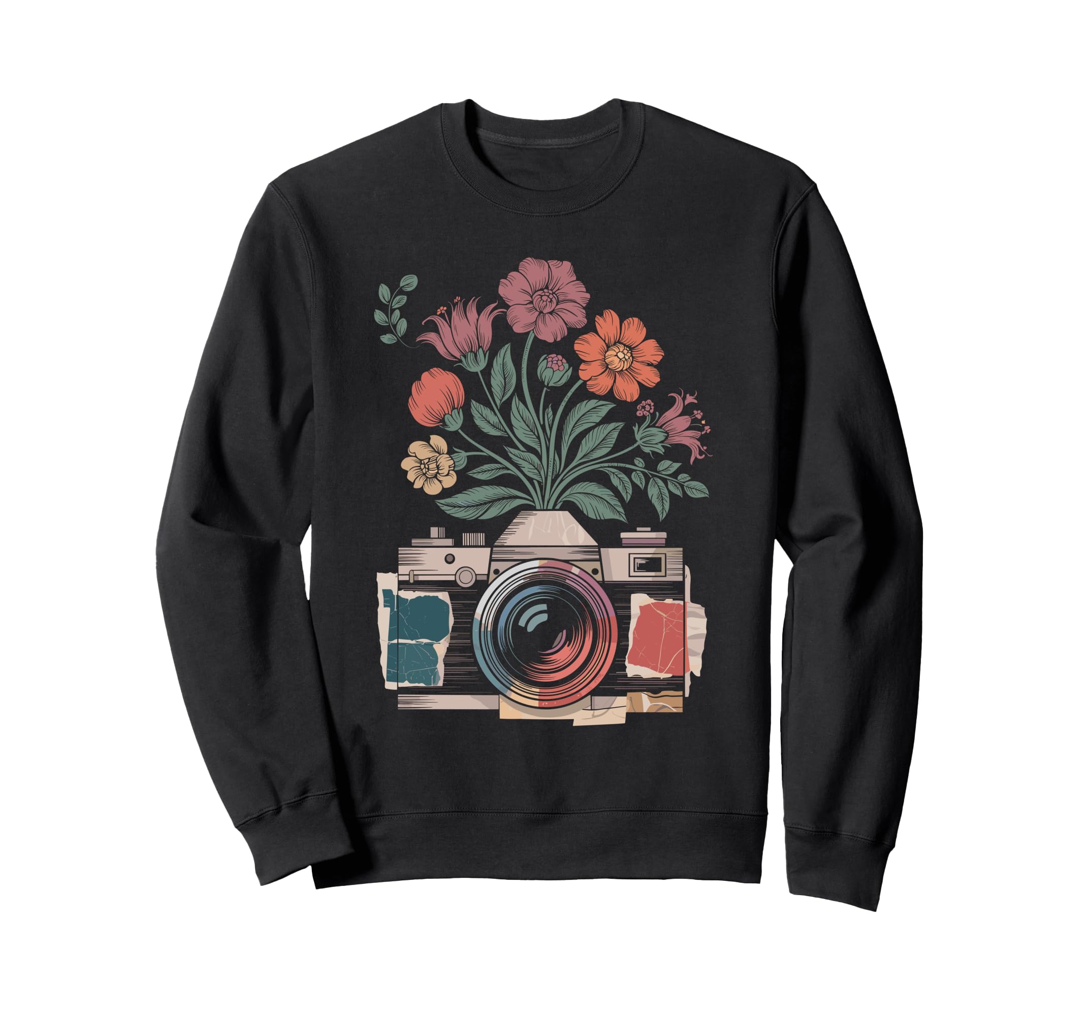Camera Photography Art Floral Sweatshirt - Casual Everyday Wear for Adults - T-Shirt, Sweatshirt, Hoodie
