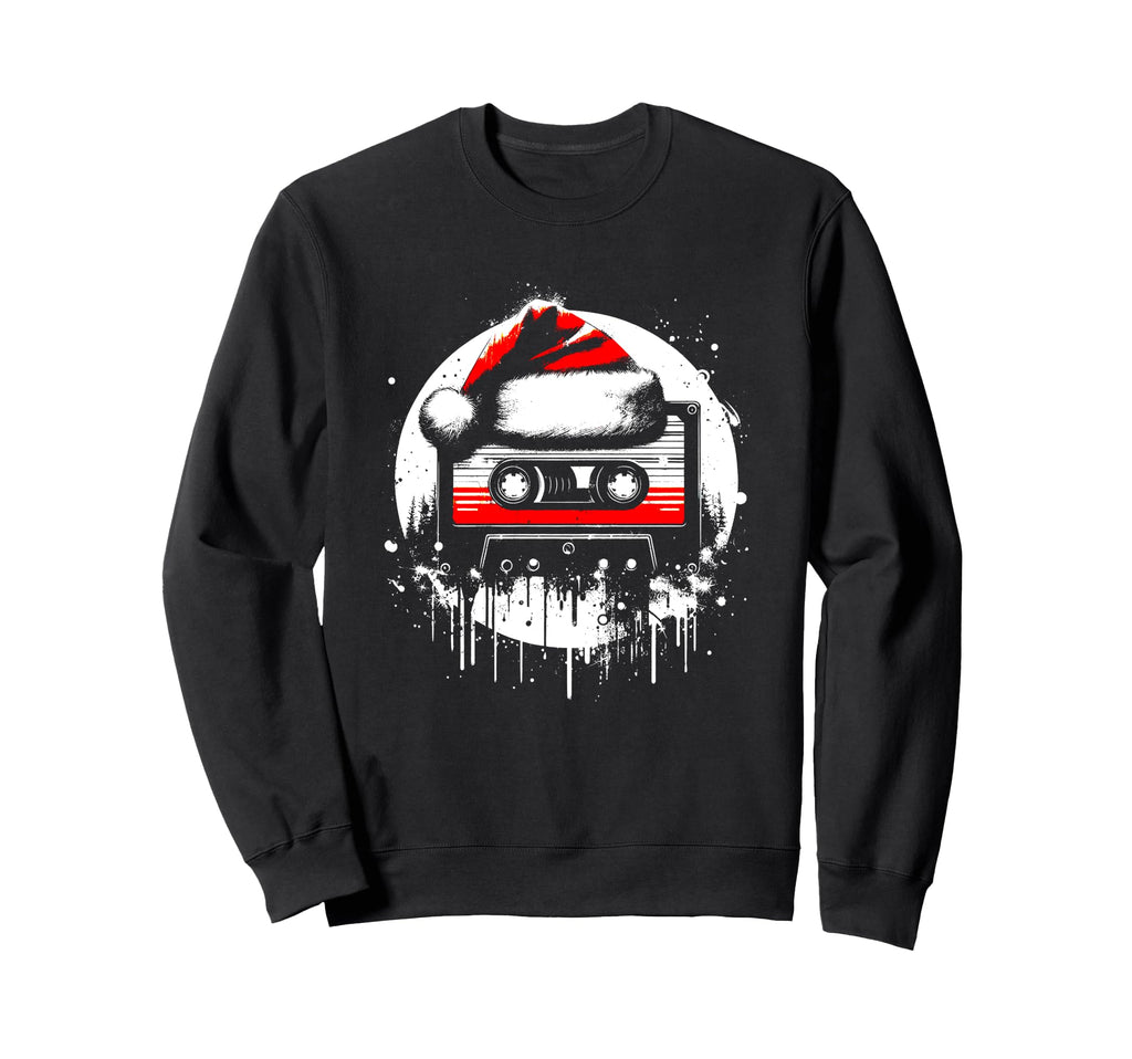 Cassette Tape Santa Hat Music Lover Sweatshirt - Custom Art Print Unisex - T-Shirt, Sweatshirt, Hoodie