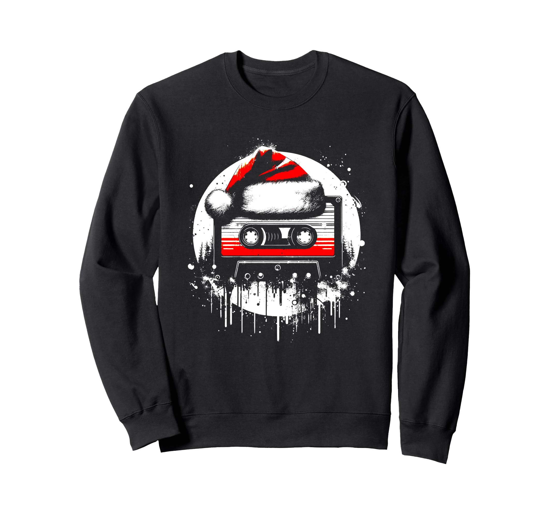 Cassette Tape Santa Hat Music Lover Sweatshirt - Custom Art Print Unisex - T-Shirt, Sweatshirt, Hoodie