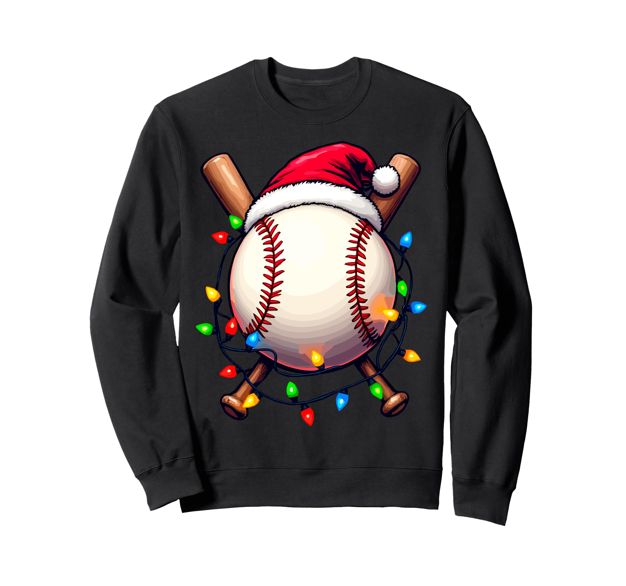 Baseball Ball Santa Lights Sweatshirt - Minimalist Print Men Women - T-Shirt, Sweatshirt, Hoodie