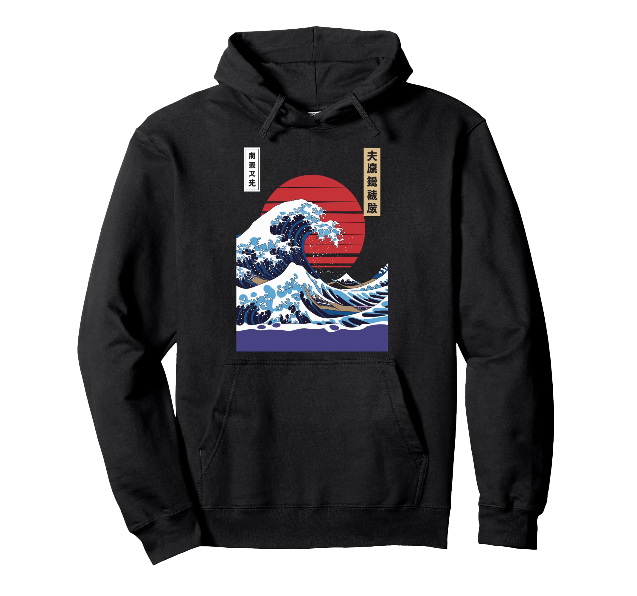 Big Wave Vaporwave Aesthetic 80S Anime Hoodie - Graphic Print Men Women - T-Shirt, Sweatshirt, Hoodie