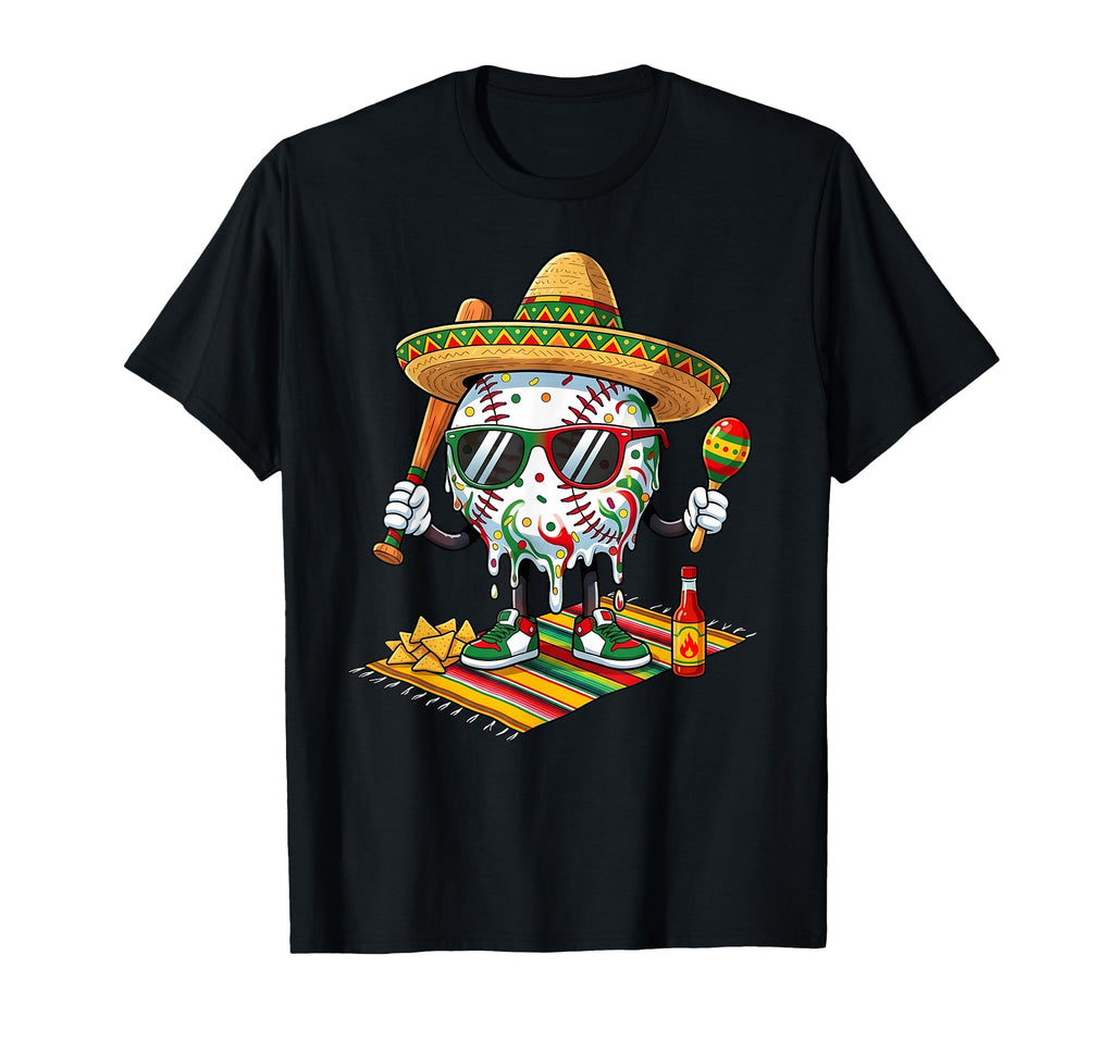 Baseball Drip Ice Cream Sombrero T-Shirt - Graphic Print for Adults - T-Shirt, Sweatshirt, Hoodie