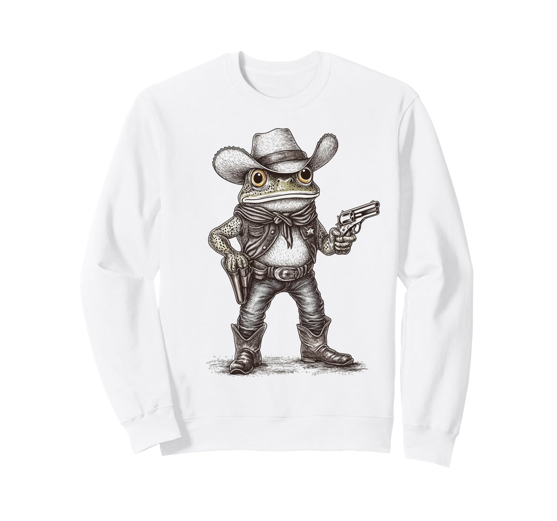 Frog Cowboy Hat Funny Western Sweatshirt - Minimalist Print for Adults - T-Shirt, Sweatshirt, Hoodie