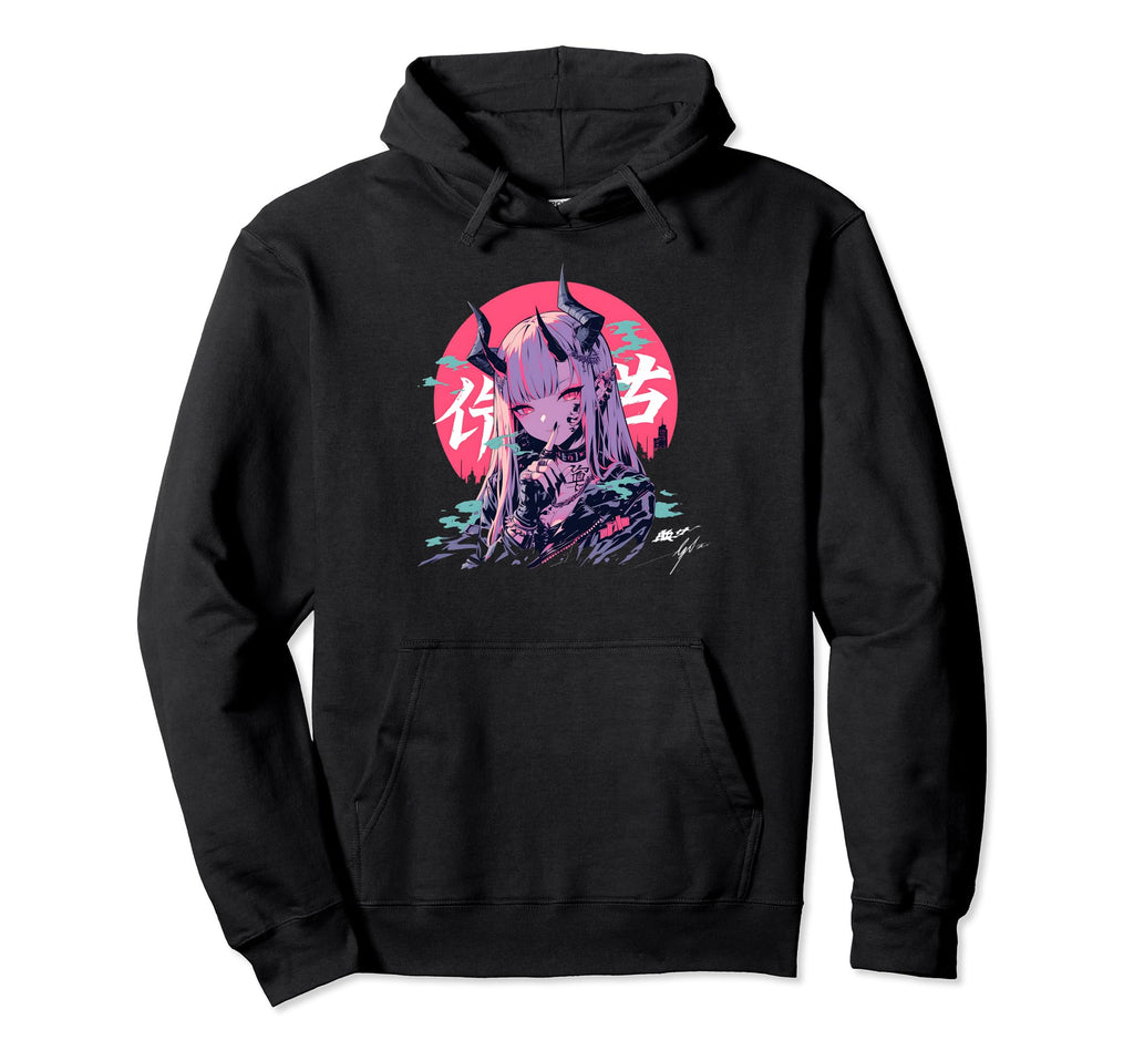 Goth Grunge Demon Anime Waifu Horror Alt Hoodie - Unique Graphic Men Women - T-Shirt, Sweatshirt, Hoodie