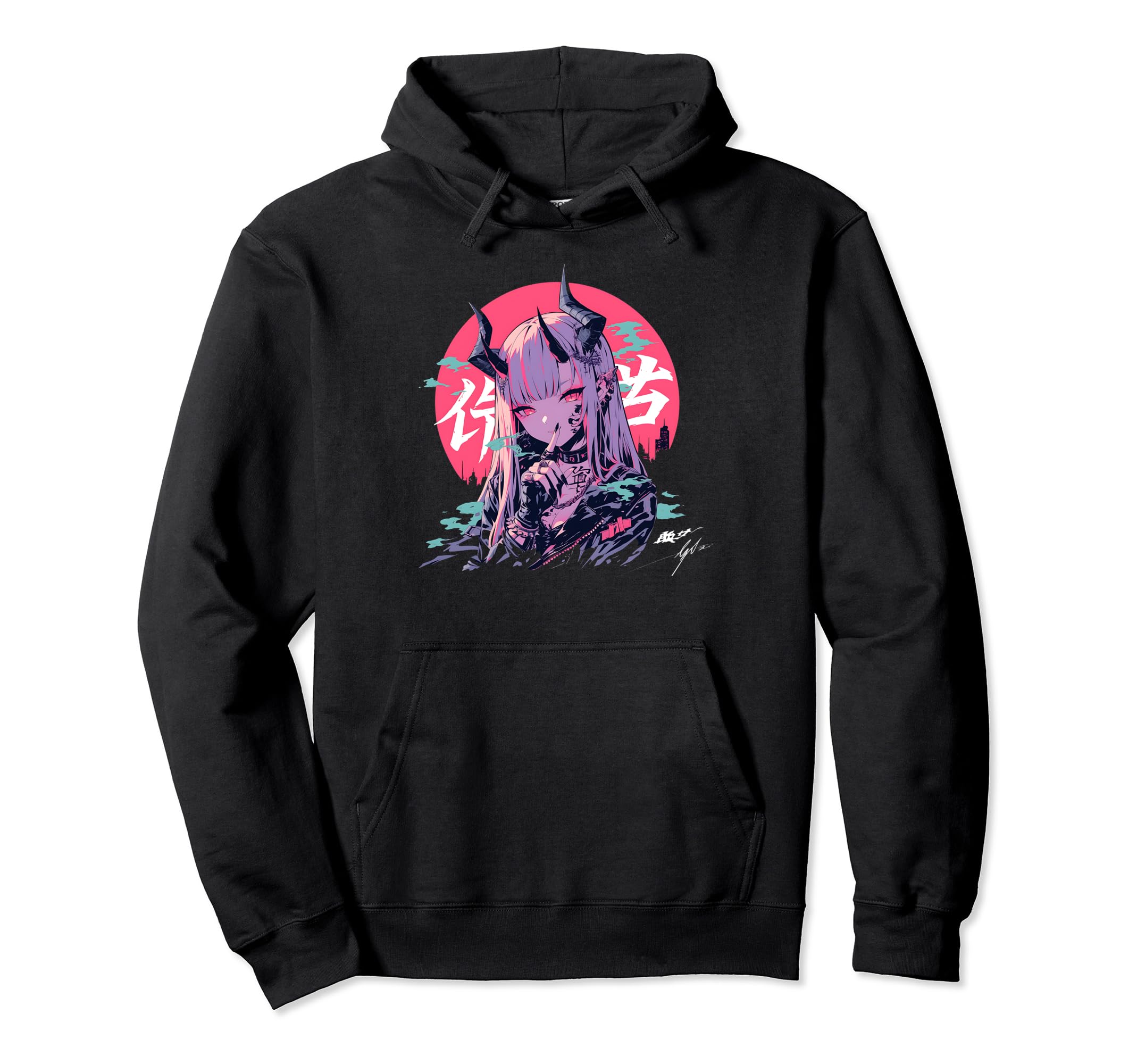 Goth Grunge Demon Anime Waifu Horror Alt Hoodie - Unique Graphic Men Women - T-Shirt, Sweatshirt, Hoodie