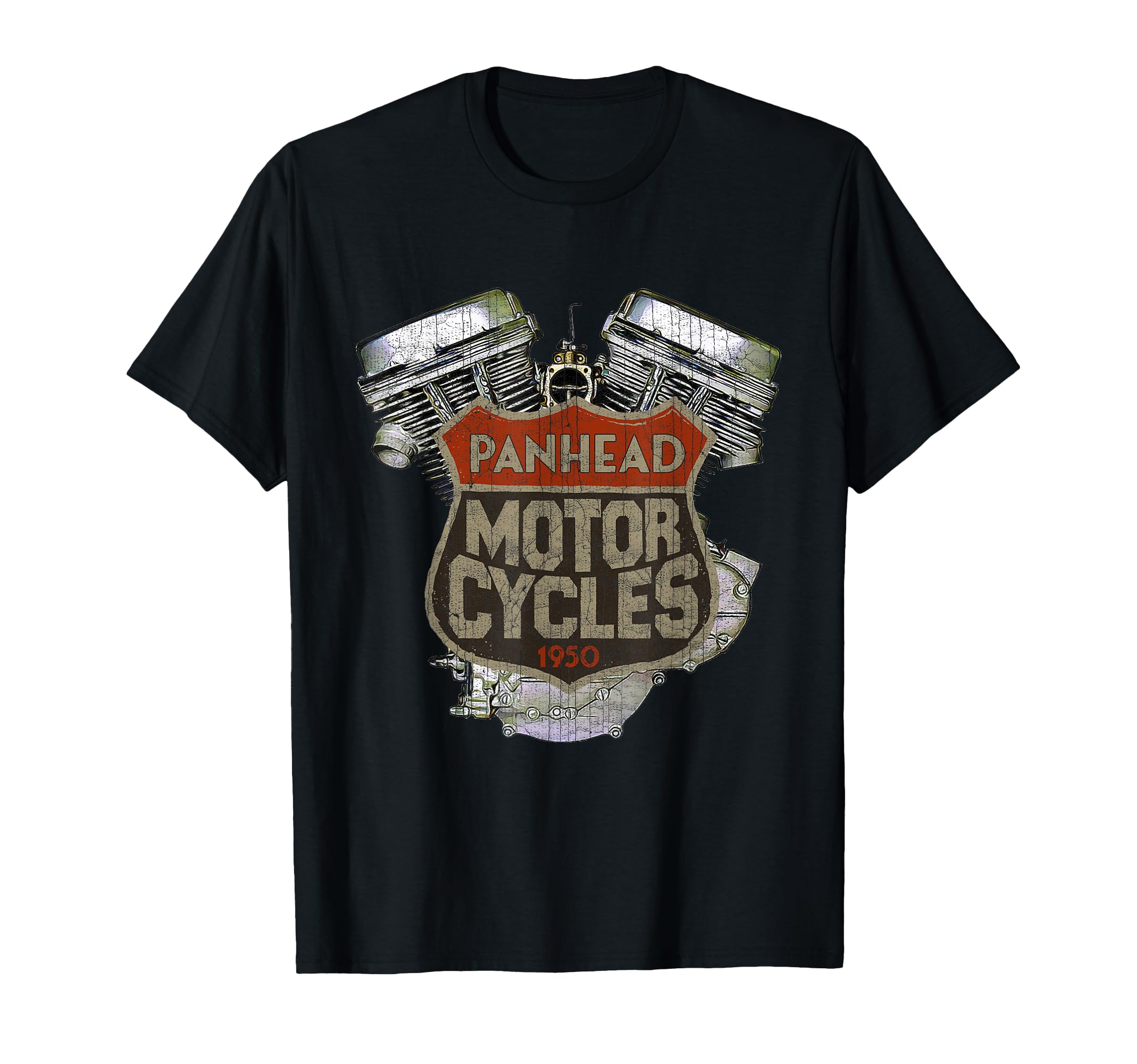 1950 Panhead Motorcycle Distressed T-Shirt - Unique Graphic Men Women - T-Shirt, Sweatshirt, Hoodie