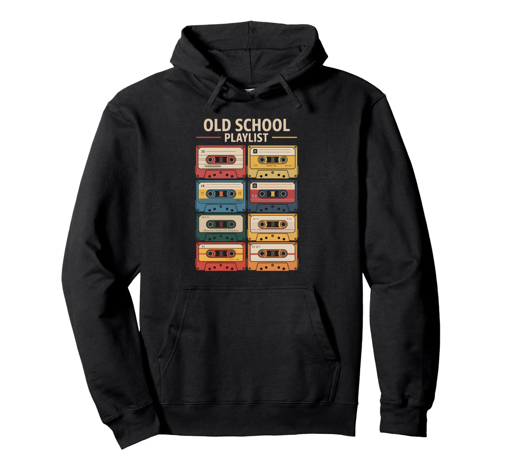 Old School Playlist 80S 90S Cassette Hoodie - Trendy Graphic for Adults - T-Shirt, Sweatshirt, Hoodie