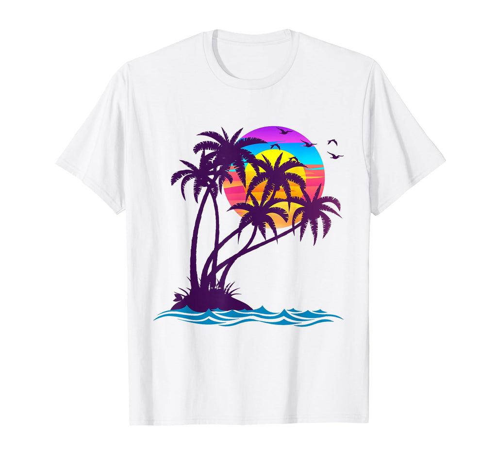 Palm Tree Tropical Beach 60S 70S T-Shirt - Fun Novelty Design for Adults - T-Shirt, Sweatshirt, Hoodie