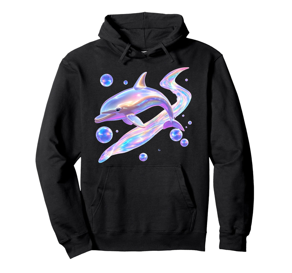 Frutiger Aero Y2K Chrome Dolphin Hoodie - Fun Novelty Design for Adults - T-Shirt, Sweatshirt, Hoodie