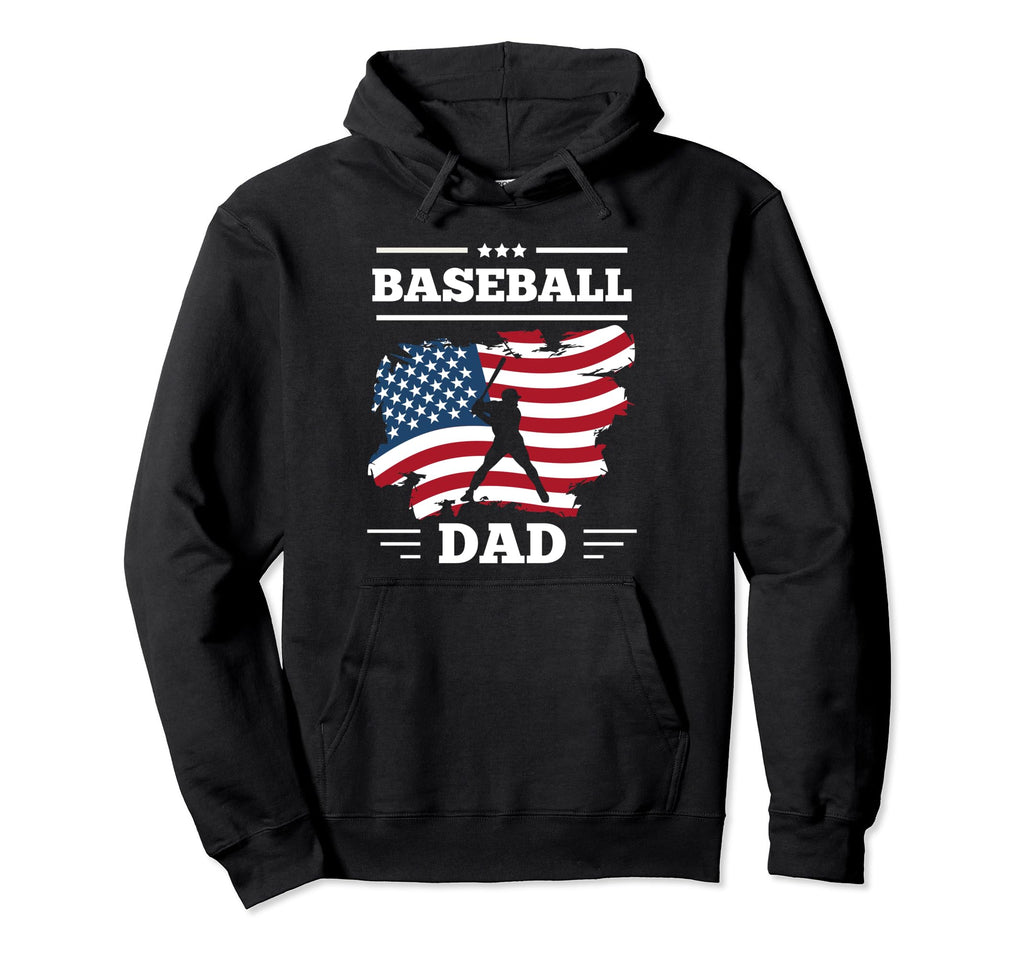 Baseball Dad American Flag Patriotic Hoodie - Graphic Print for Adults - T-Shirt, Sweatshirt, Hoodie