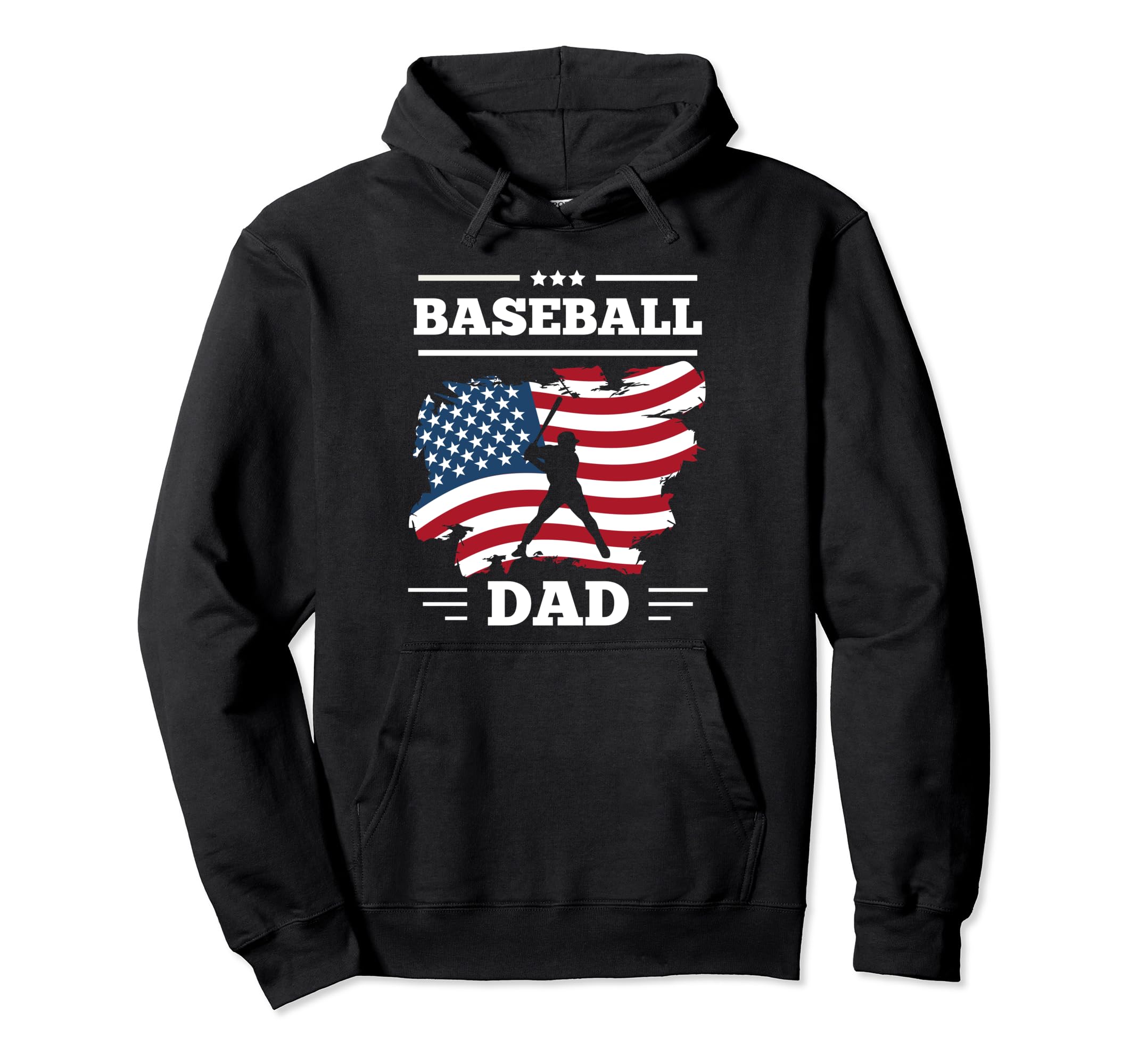 Baseball Dad American Flag Patriotic Hoodie - Graphic Print for Adults - T-Shirt, Sweatshirt, Hoodie