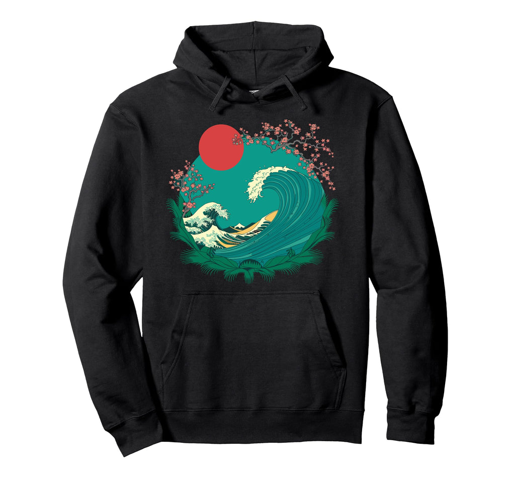 Big Wave Vaporwave Aesthetic 80S Anime Hoodie - Novelty Apparel Unisex - T-Shirt, Sweatshirt, Hoodie
