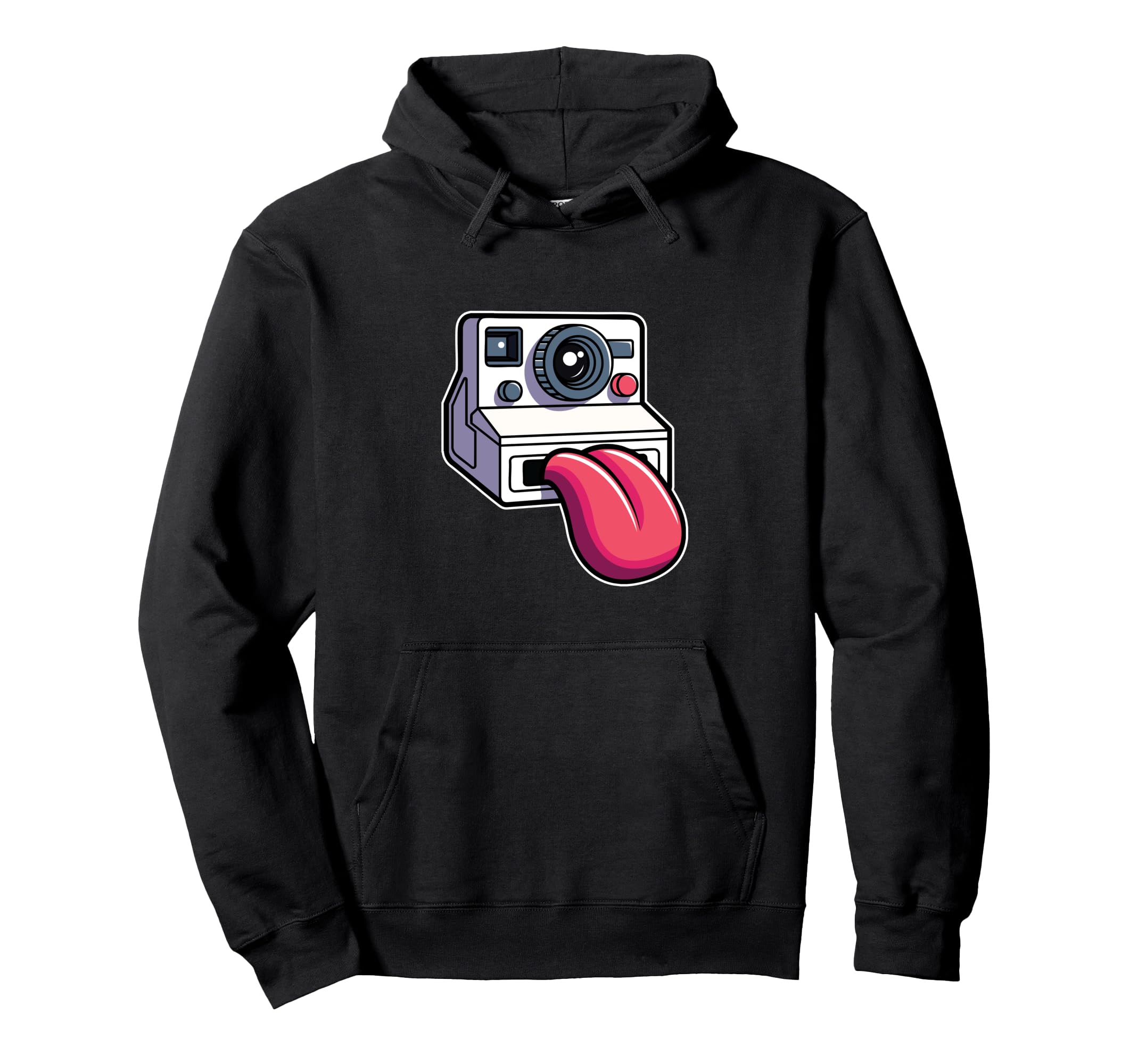 Instant Camera Tongue Out Funny Hoodie - Casual Everyday Wear Unisex - T-Shirt, Sweatshirt, Hoodie