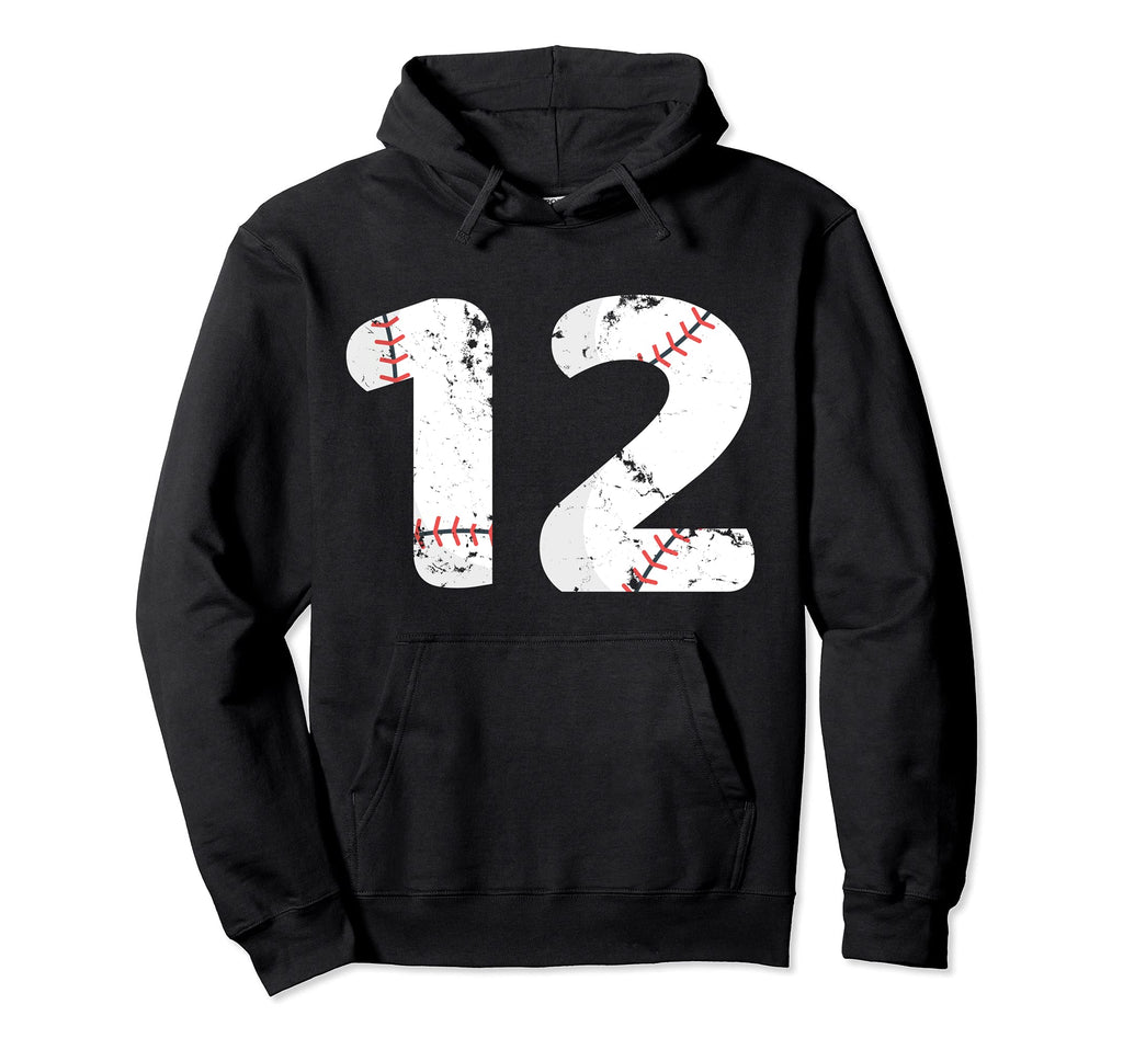 Number 12 Baseball Distressed Team Hoodie - Aesthetic Graphic Men Women - T-Shirt, Sweatshirt, Hoodie