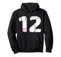 Number 12 Baseball Distressed Team Hoodie - Aesthetic Graphic Men Women - T-Shirt, Sweatshirt, Hoodie