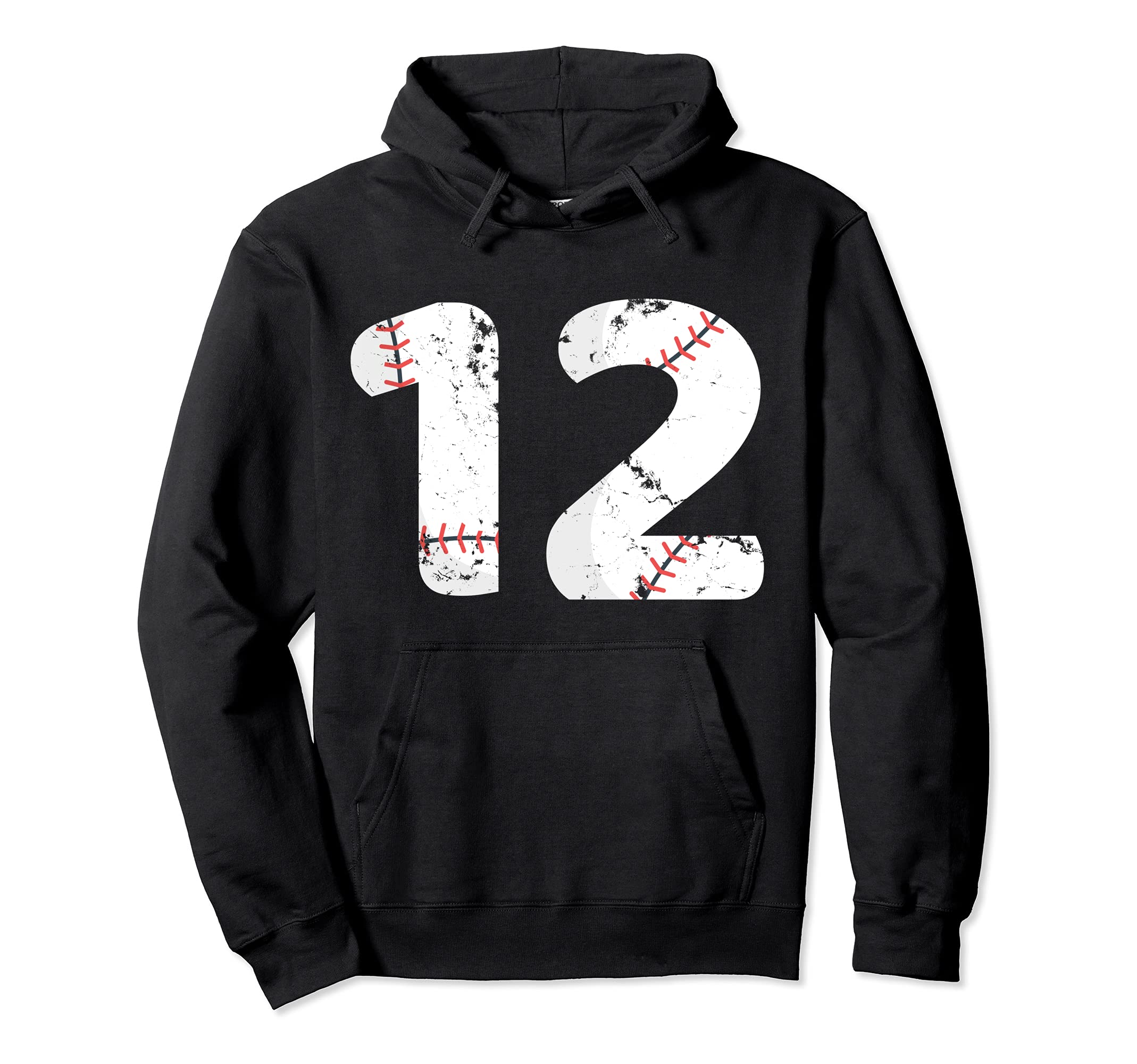 Number 12 Baseball Distressed Team Hoodie - Aesthetic Graphic Men Women - T-Shirt, Sweatshirt, Hoodie