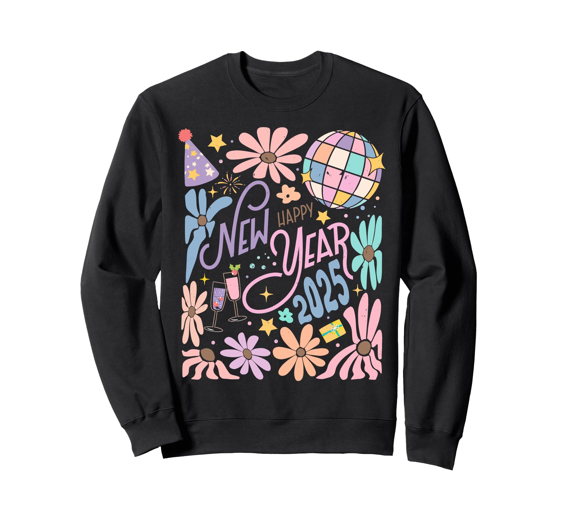 Boho Happy New Year 2025 New Year New Sweatshirt - Graphic Print Men Women - T-Shirt, Sweatshirt, Hoodie