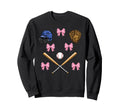 Baseball Bow Baseball Mom Sweatshirt - Fun Novelty Design for Adults - T-Shirt, Sweatshirt, Hoodie