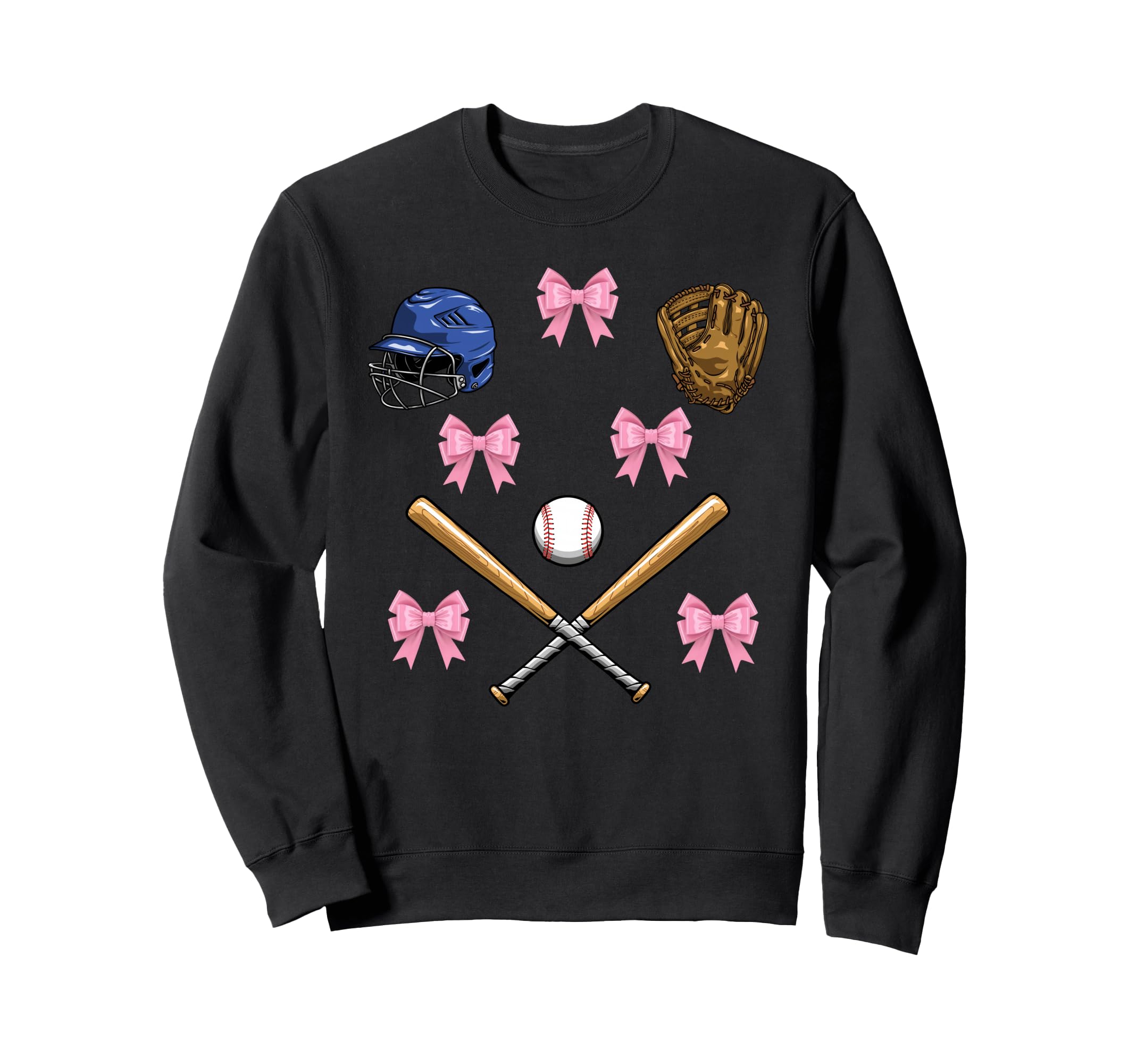 Baseball Bow Baseball Mom Sweatshirt - Fun Novelty Design for Adults - T-Shirt, Sweatshirt, Hoodie