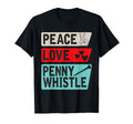 Peace Love Penny Whistle Musical Instrument T-Shirt - Graphic Print Unisex - T-Shirt, Sweatshirt, Hoodie