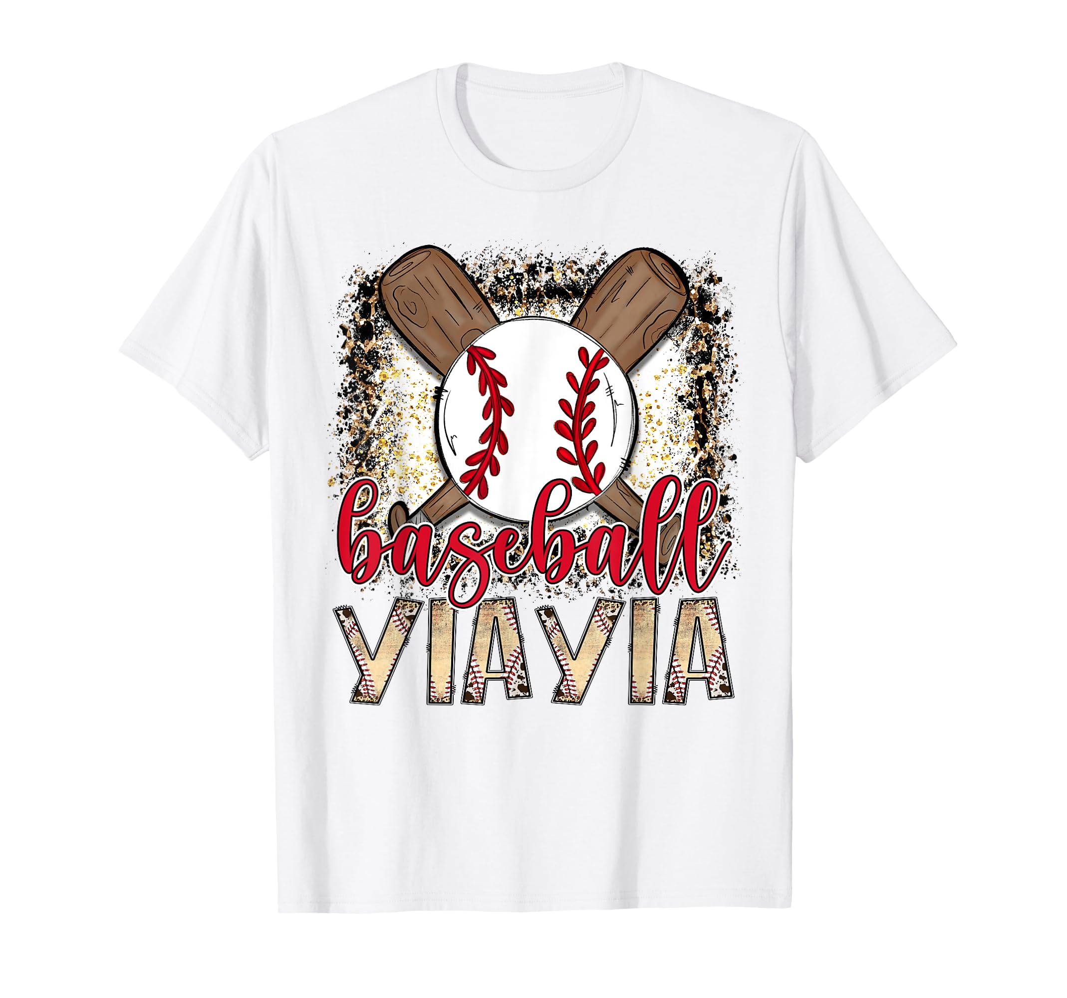 Baseball Yiayia Leopard Proud Ball T-Shirt - Fun Novelty Design Unisex - T-Shirt, Sweatshirt, Hoodie