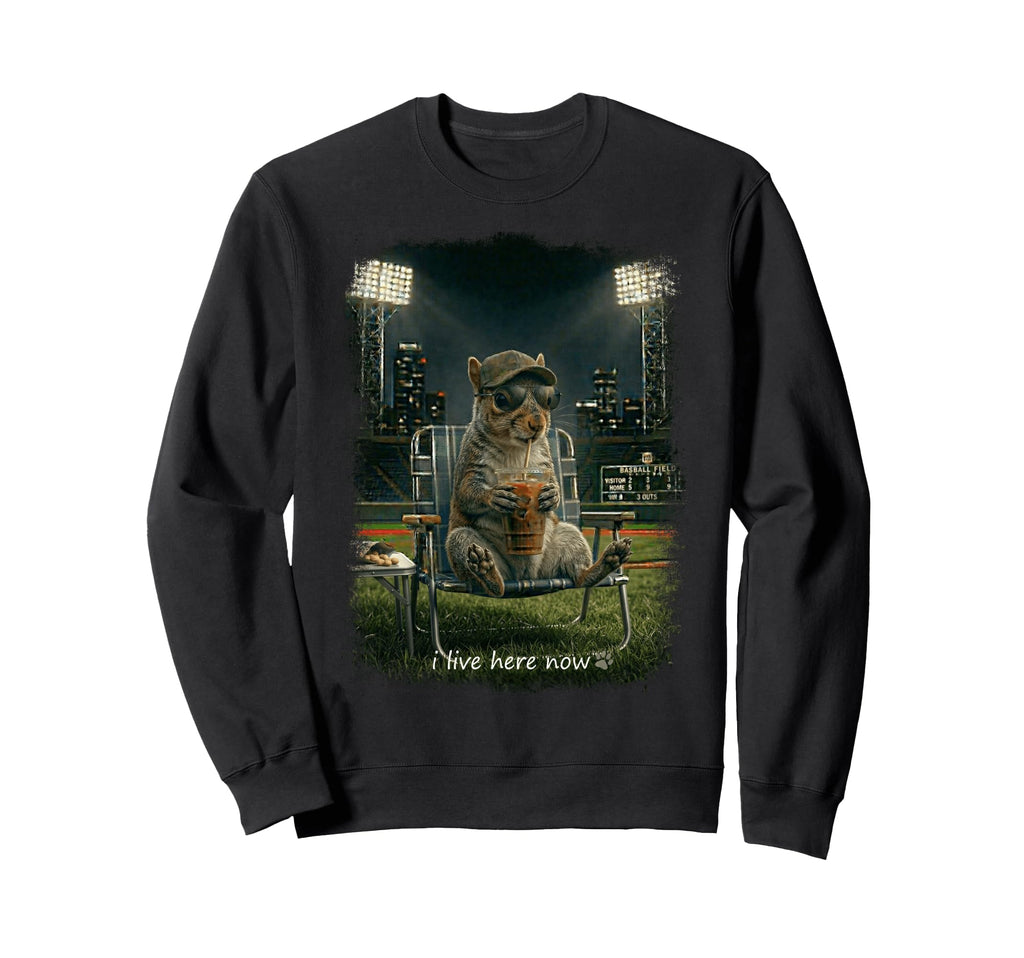 Funny Squirrel Ballfield Sweatshirt - Casual Everyday Wear for Adults - T-Shirt, Sweatshirt, Hoodie