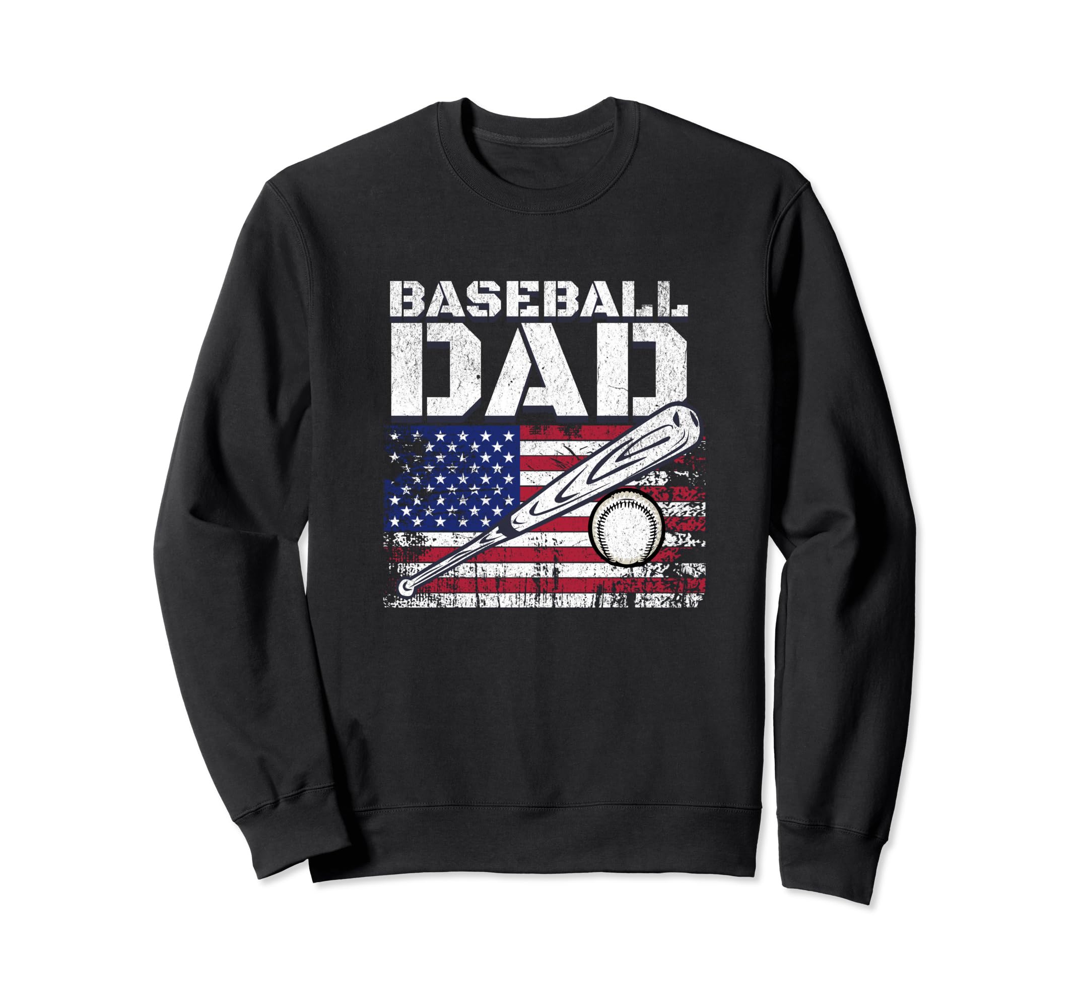Baseball Dad Usa Flag Fathers Day Sweatshirt - Fun Novelty Design Men Women - T-Shirt, Sweatshirt, Hoodie