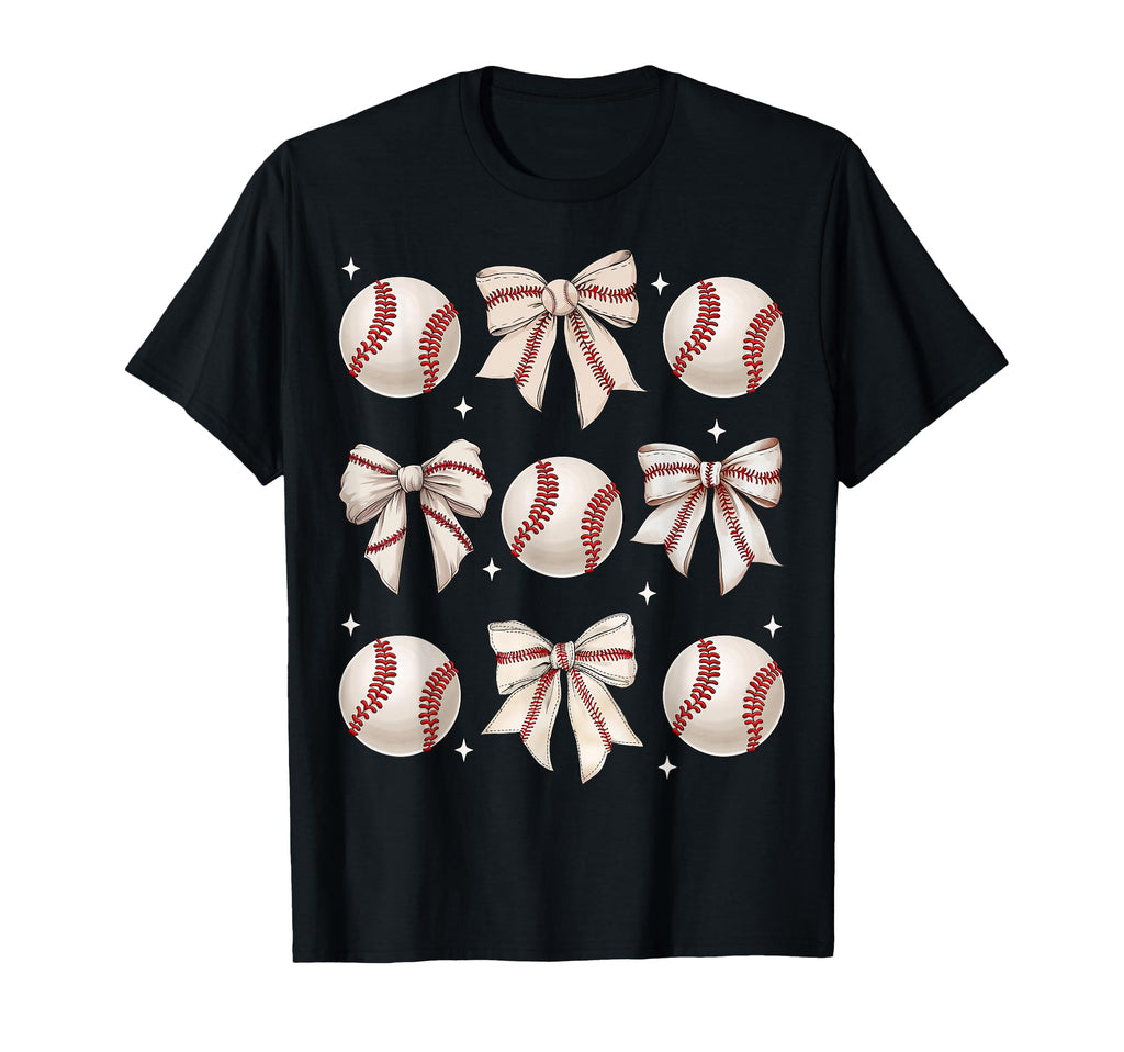 Baseball Coquette Bow Baseball Mom Mothers T-Shirt - Graphic Print Unisex - T-Shirt, Sweatshirt, Hoodie