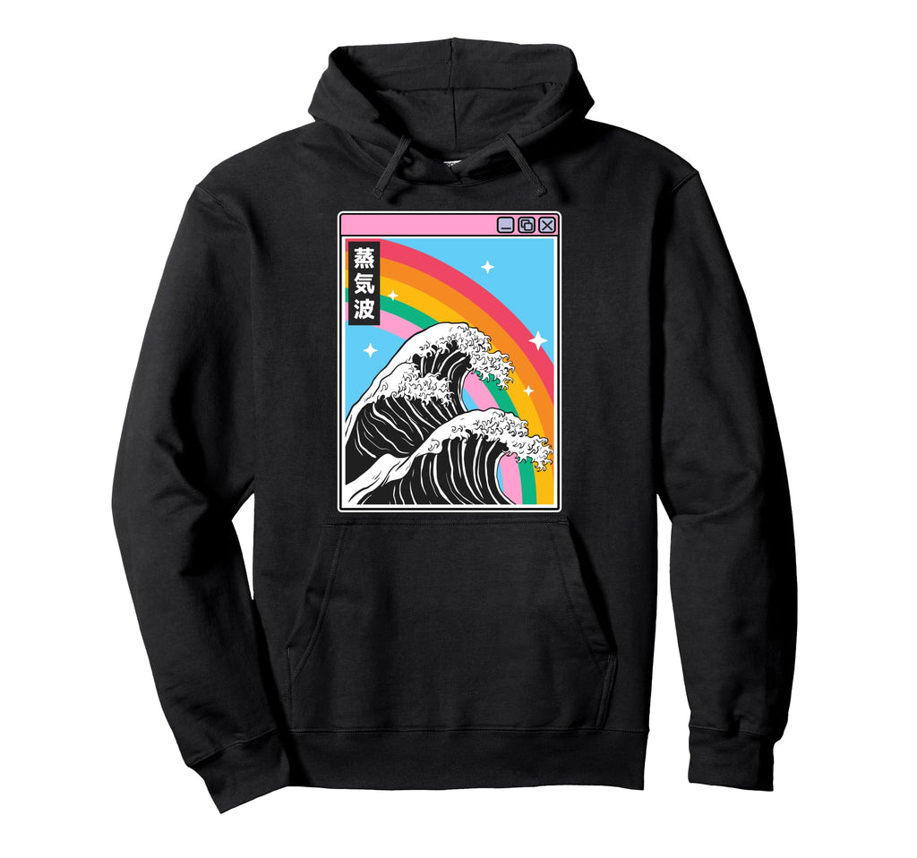 Kanagawa Wave Rainbow Japan 80S Otaku Hoodie - Unique Graphic for Adults - T-Shirt, Sweatshirt, Hoodie