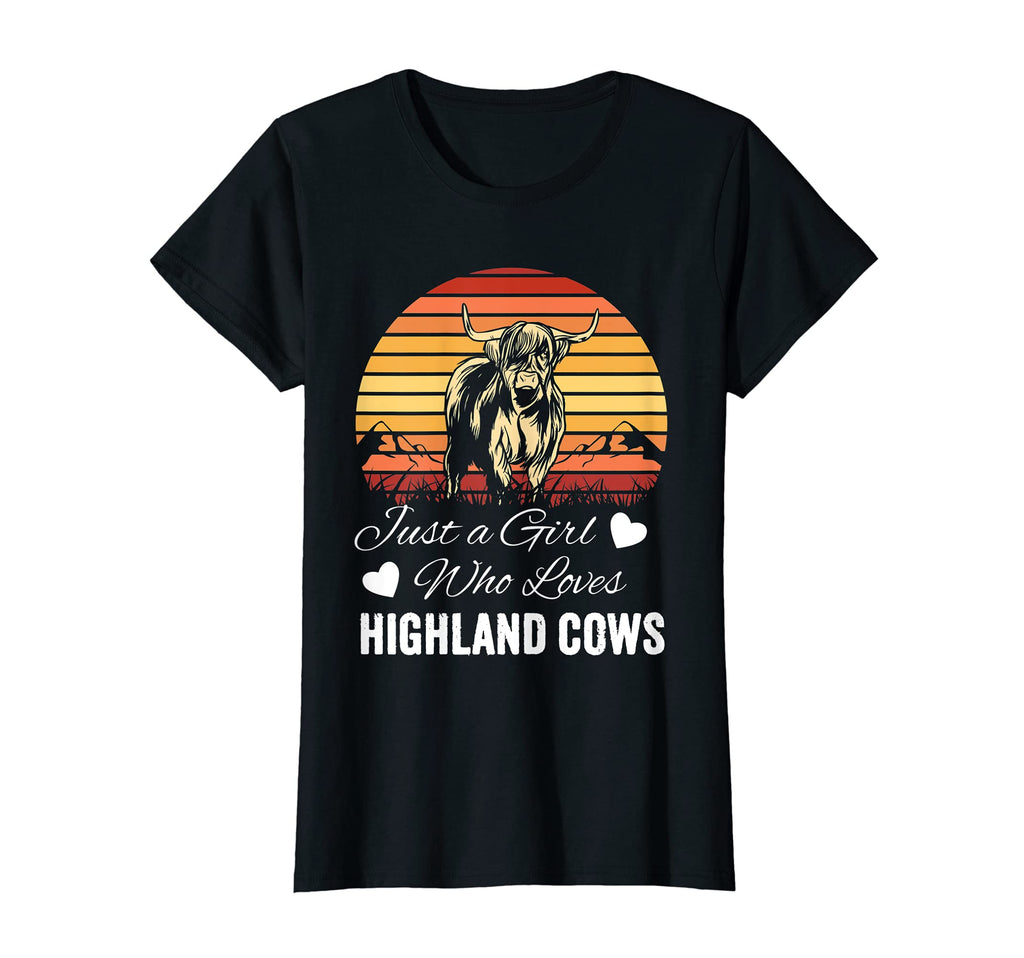 Just Who Loves Scottish Highland Cows Sunset T-Shirt - Graphic Print Unisex - T-Shirt, Sweatshirt, Hoodie