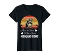 Just Who Loves Scottish Highland Cows Sunset T-Shirt - Graphic Print Unisex - T-Shirt, Sweatshirt, Hoodie