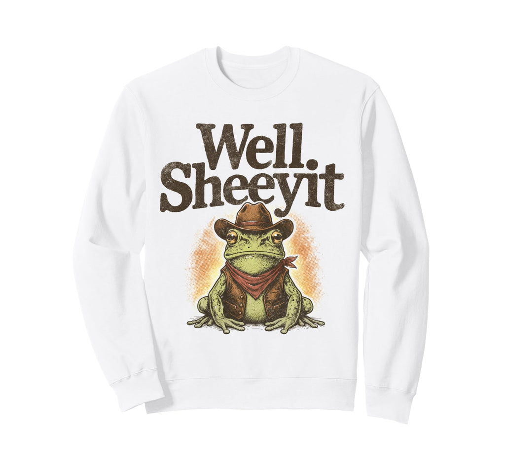 Well Sheeyit Funny Cowboy Frog Sweatshirt - Aesthetic Graphic Men Women - T-Shirt, Sweatshirt, Hoodie