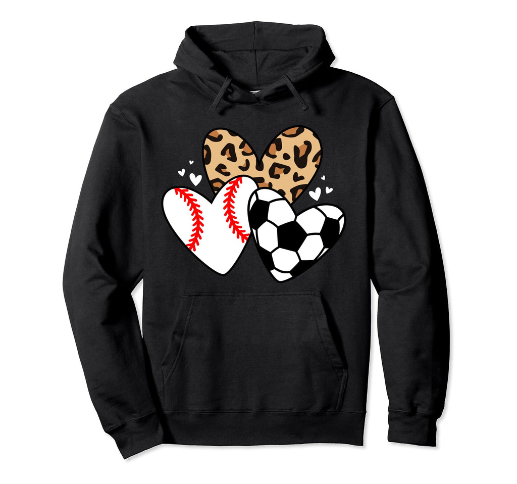 Soccer Baseball Heart Funny Soccer Hoodie - Streetwear Style for Adults - T-Shirt, Sweatshirt, Hoodie