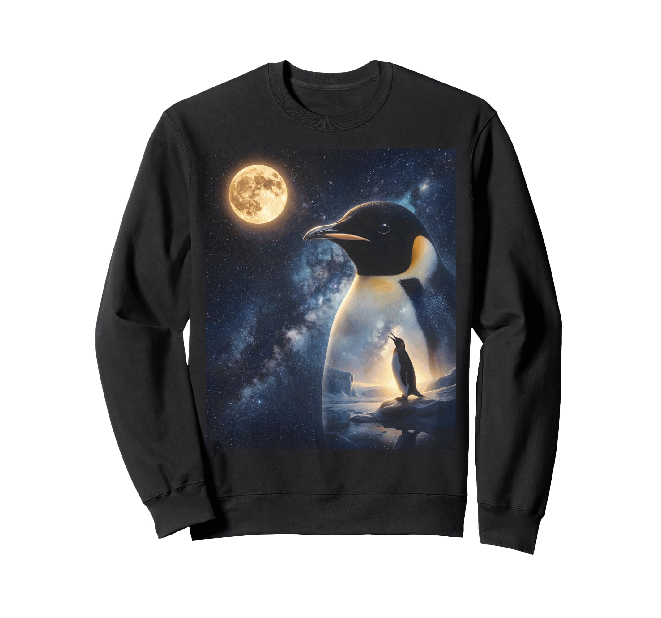 90S Penguin Howling Moon Y2K Aesthetic Sweatshirt - Graphic Print Men Women - T-Shirt, Sweatshirt, Hoodie