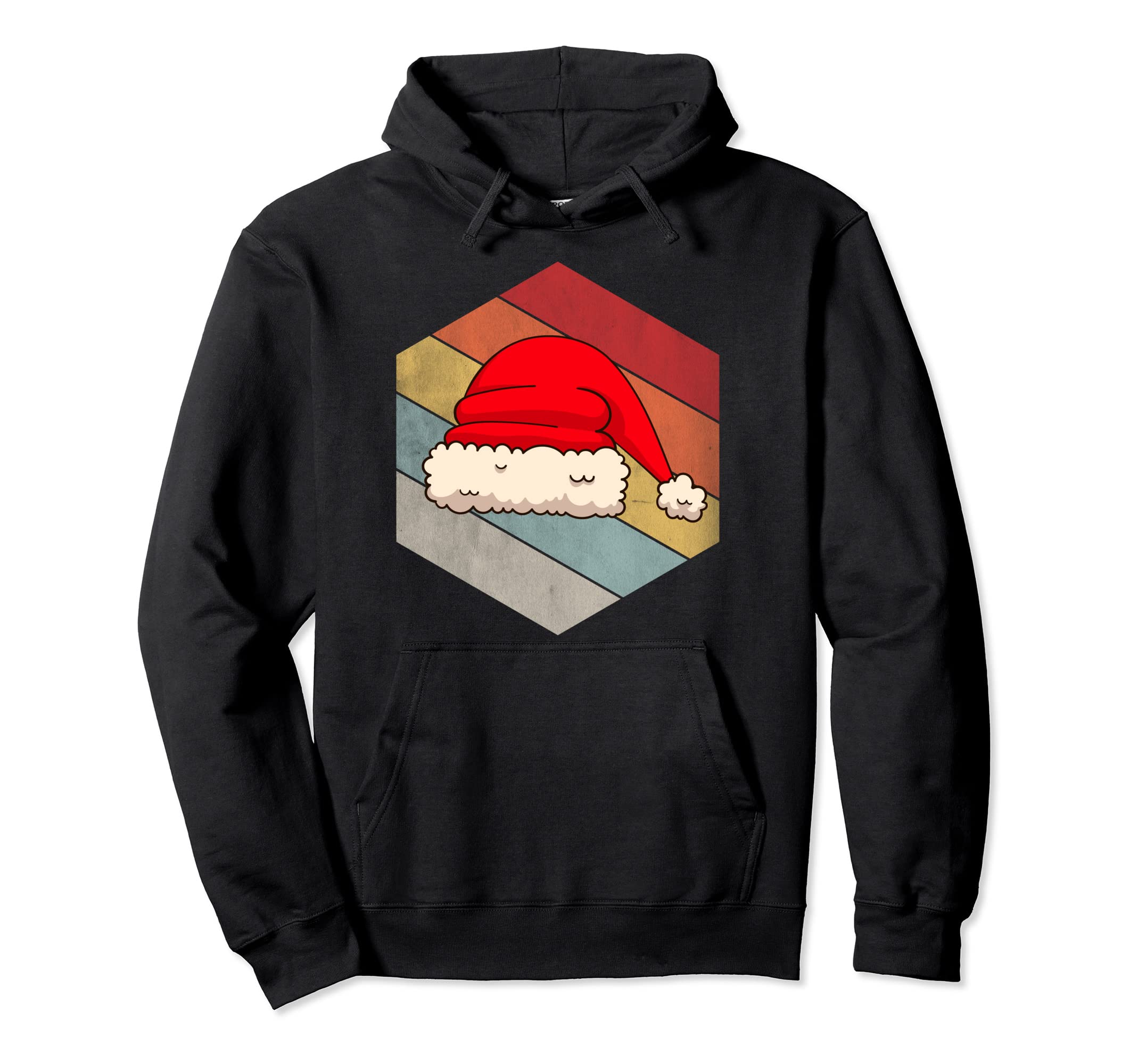 Santa Claus Geometric Distressed Hoodie - Unique Graphic Men Women - T-Shirt, Sweatshirt, Hoodie