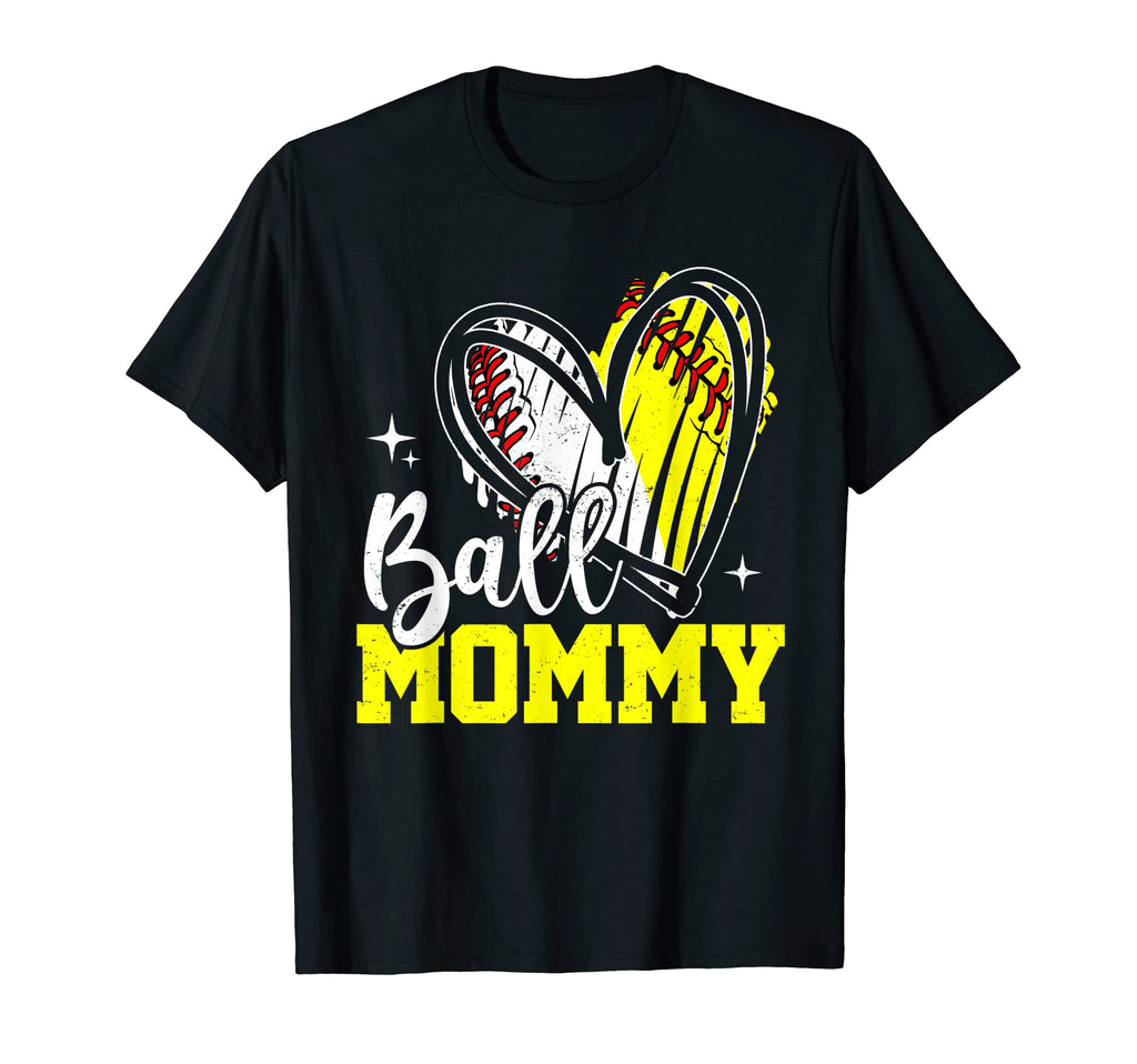 Ball Mommy Heart Baseball Softball T-Shirt - Streetwear Style Men Women - T-Shirt, Sweatshirt, Hoodie