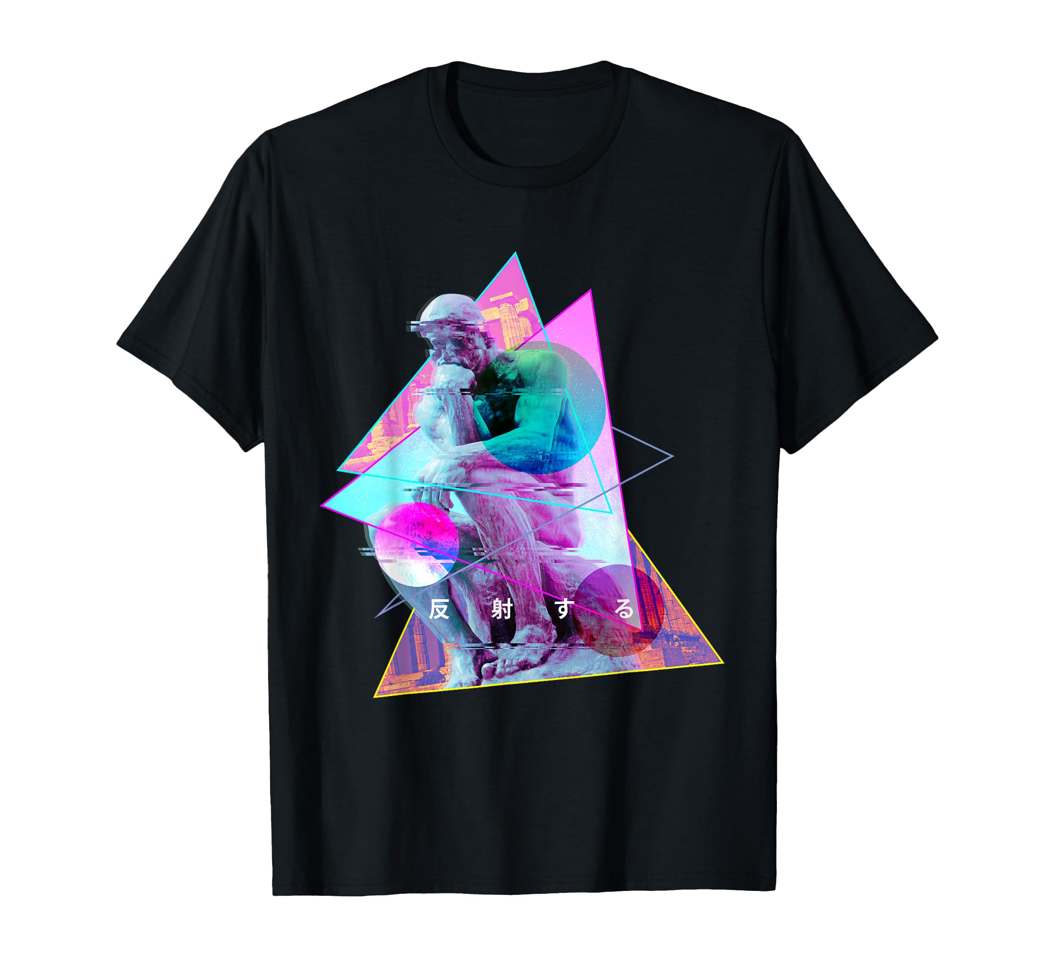 Rodin Thinker Statue Vaporwave T-Shirt - Aesthetic Graphic for Adults - T-Shirt, Sweatshirt, Hoodie