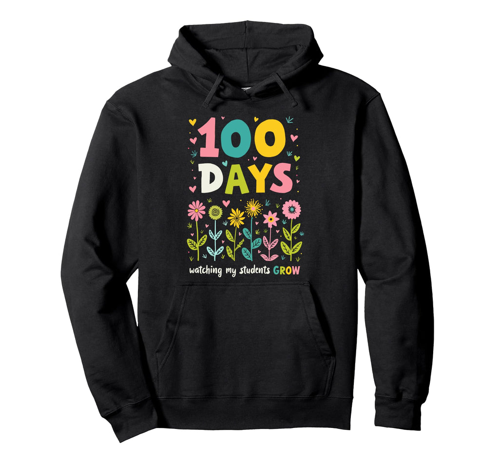100 Days Growing Boho Flowers Teacher Hoodie - Minimalist Print for Adults - T-Shirt, Sweatshirt, Hoodie