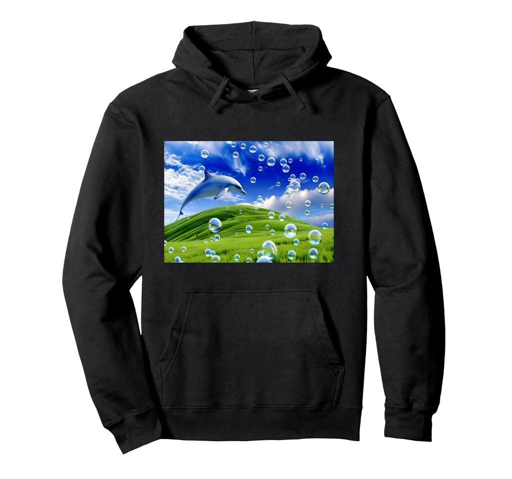 Frutiger Aero Dolphin Meadow Aesthetic Hoodie - Aesthetic Graphic Unisex - T-Shirt, Sweatshirt, Hoodie