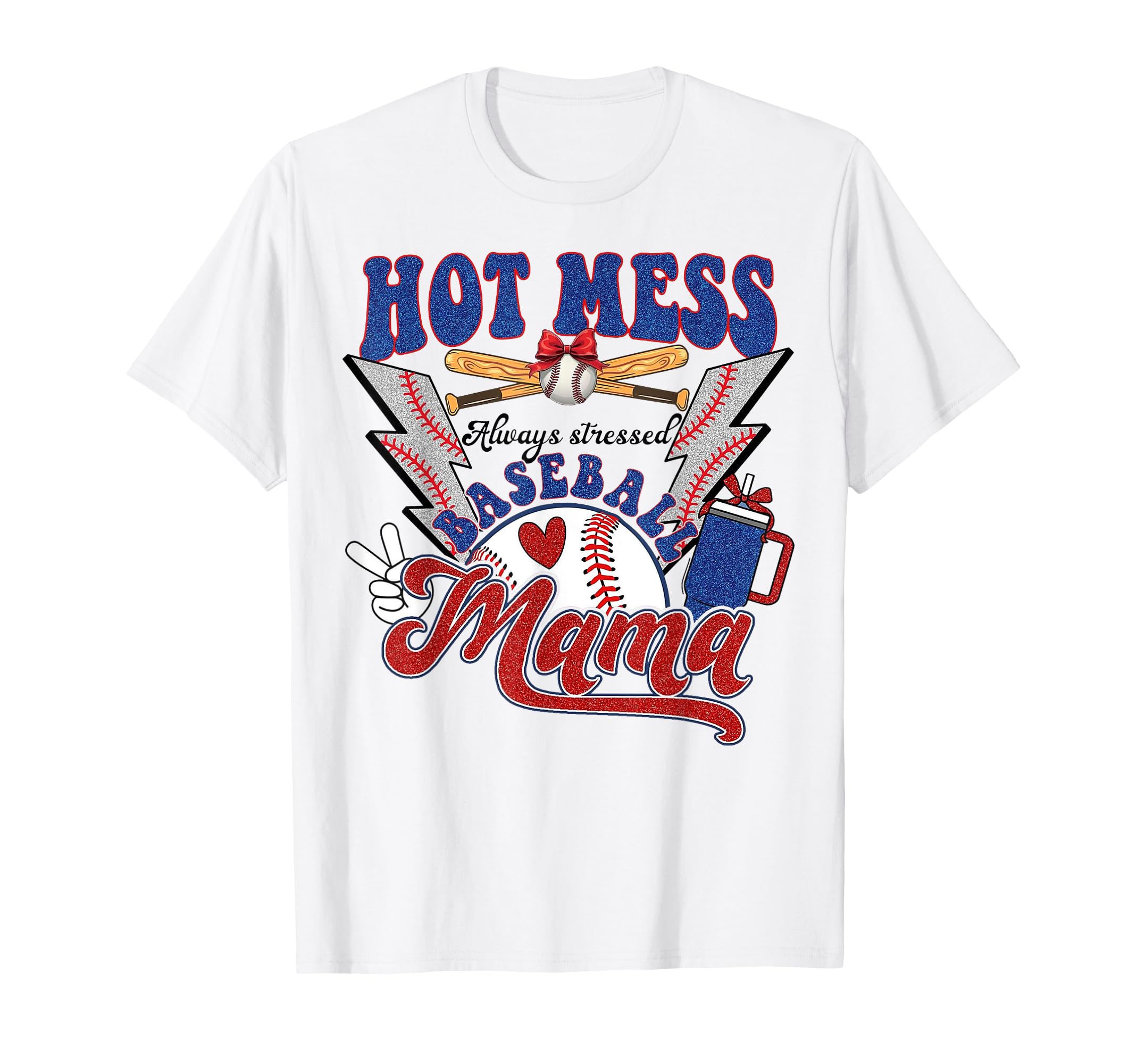 Hot Mess Always Stressed Baseball T-Shirt - Minimalist Print for Adults - T-Shirt, Sweatshirt, Hoodie