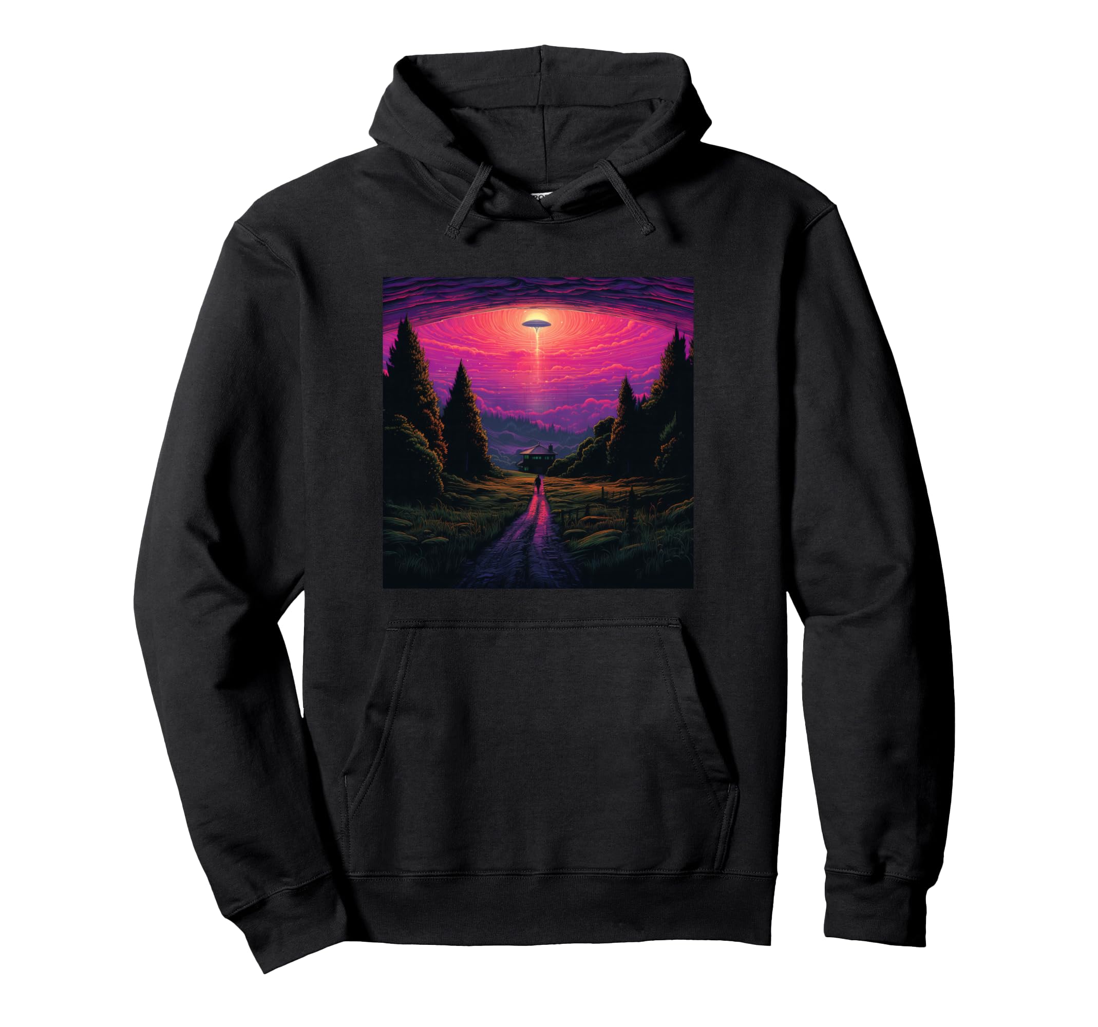 Alien Abduction Alien Vaporwave Ufo Hoodie - Casual Everyday Wear Men Women - T-Shirt, Sweatshirt, Hoodie