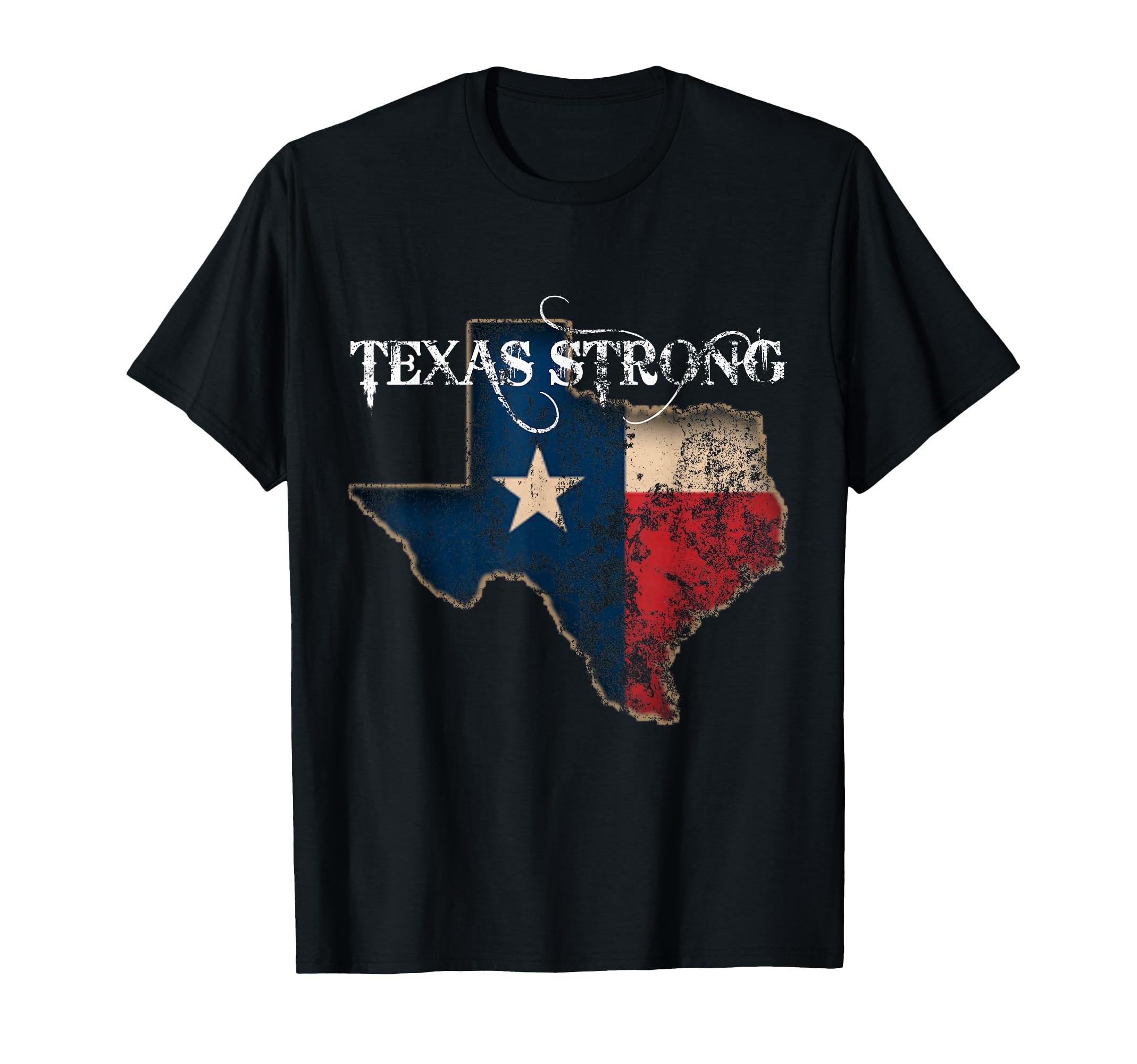 Texas Strong Distressed State Usa Map T-Shirt - Fun Novelty Design Unisex - T-Shirt, Sweatshirt, Hoodie